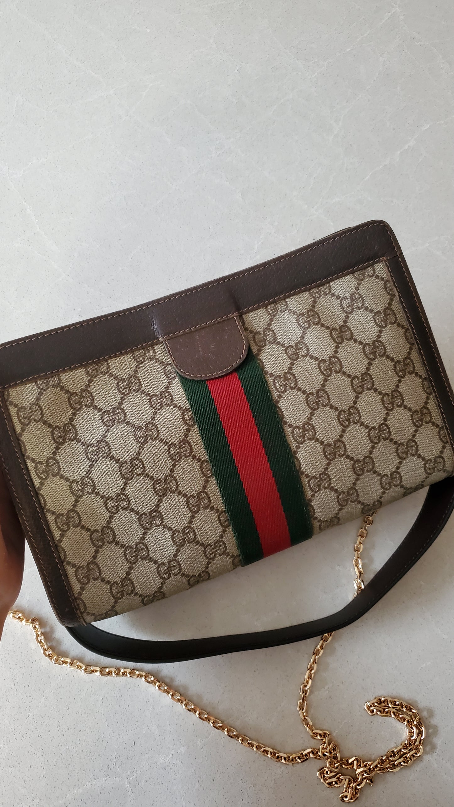 Authentic Vintage Upcycle Gucci Bag on Strap & Chain