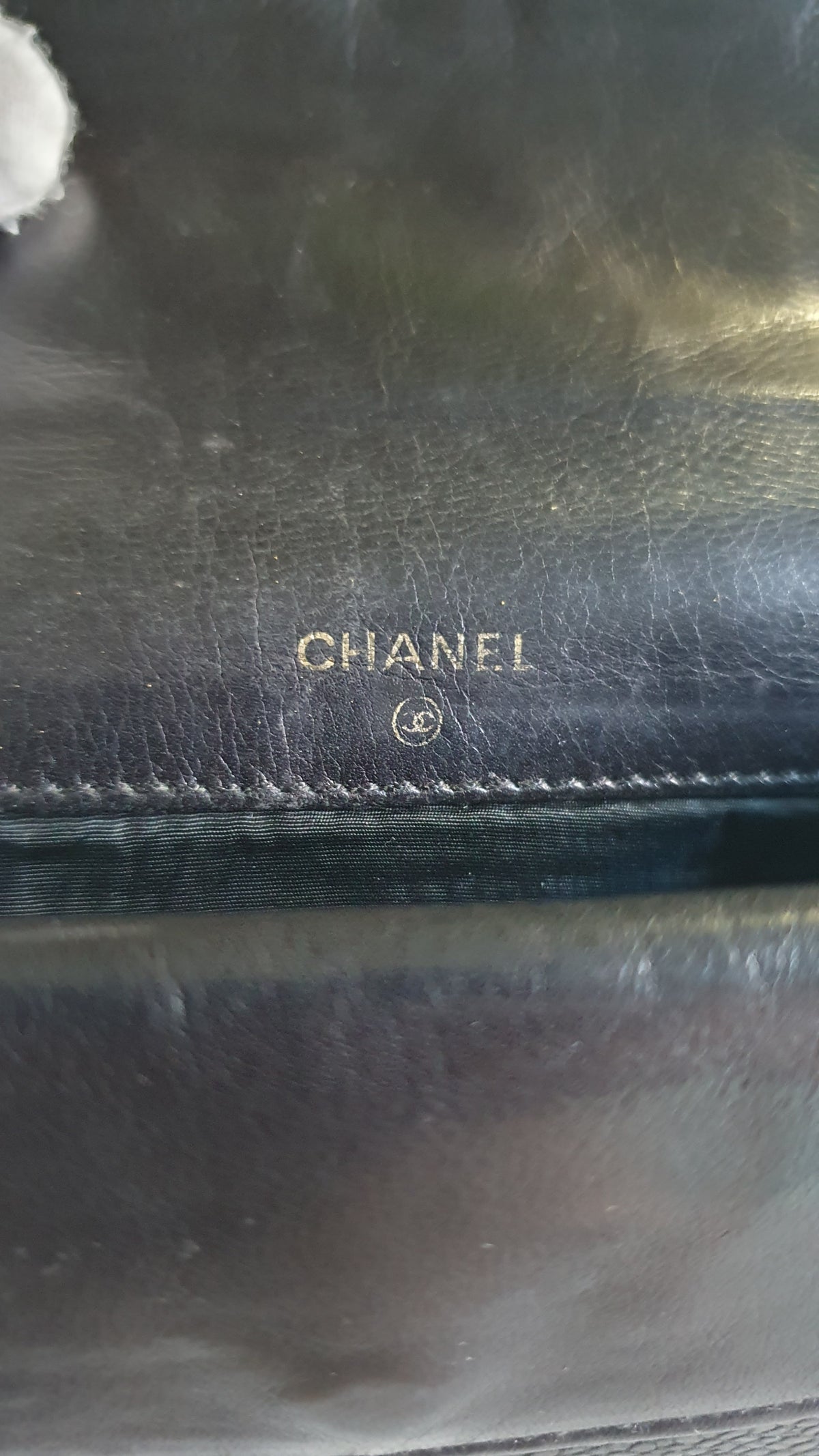 Authentic Vintage Chanel Upcycle Black Caviar Shoulder Wallet with Strap