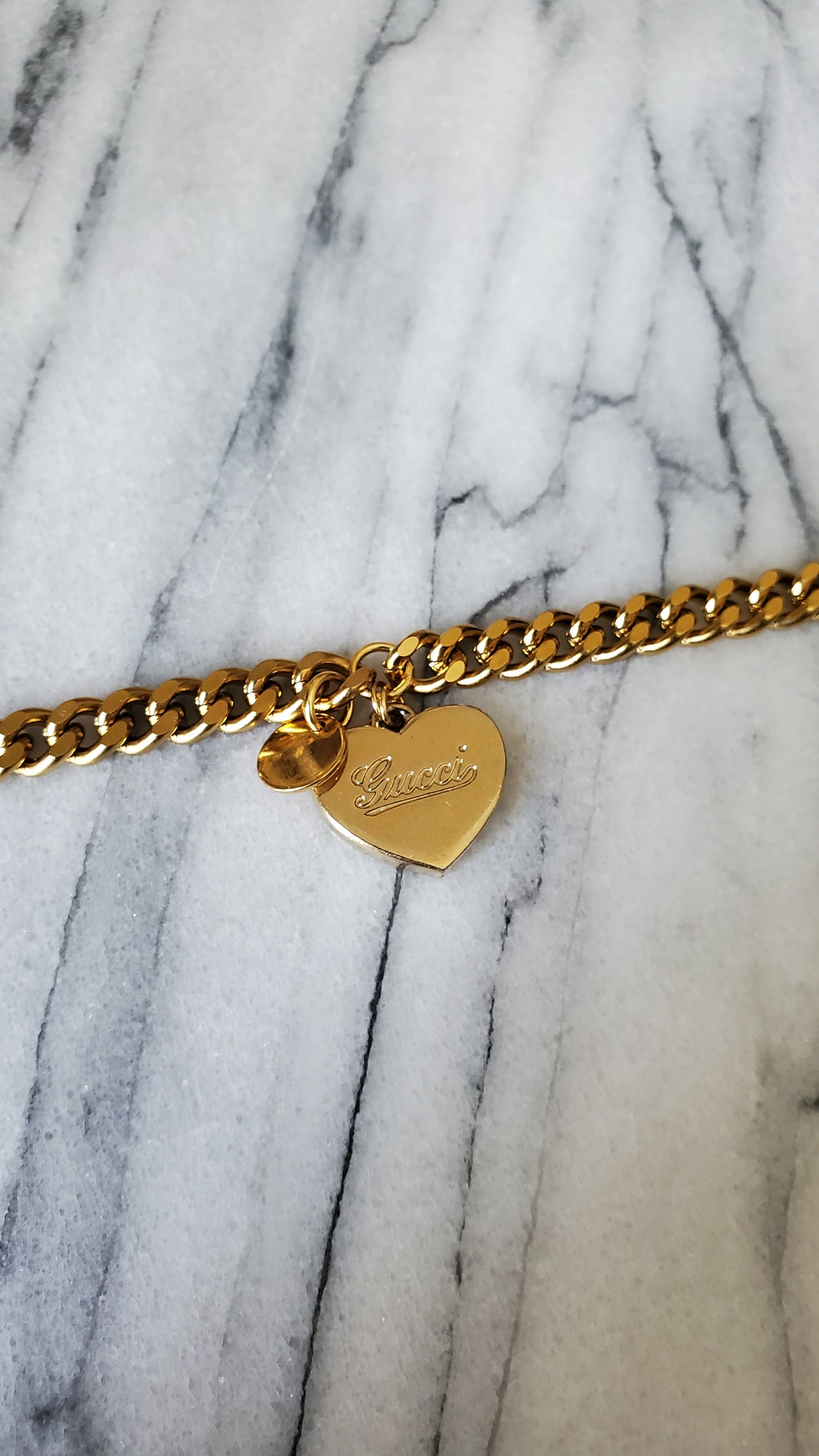 Authentic Gucci Upcycle Gold Double Layer (Solid Heart) Bracelet