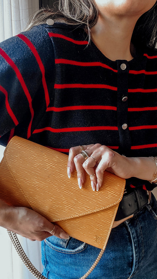 Authentic Vintage Louis Vuitton Upcycle Yellow Epi Purse on Chains