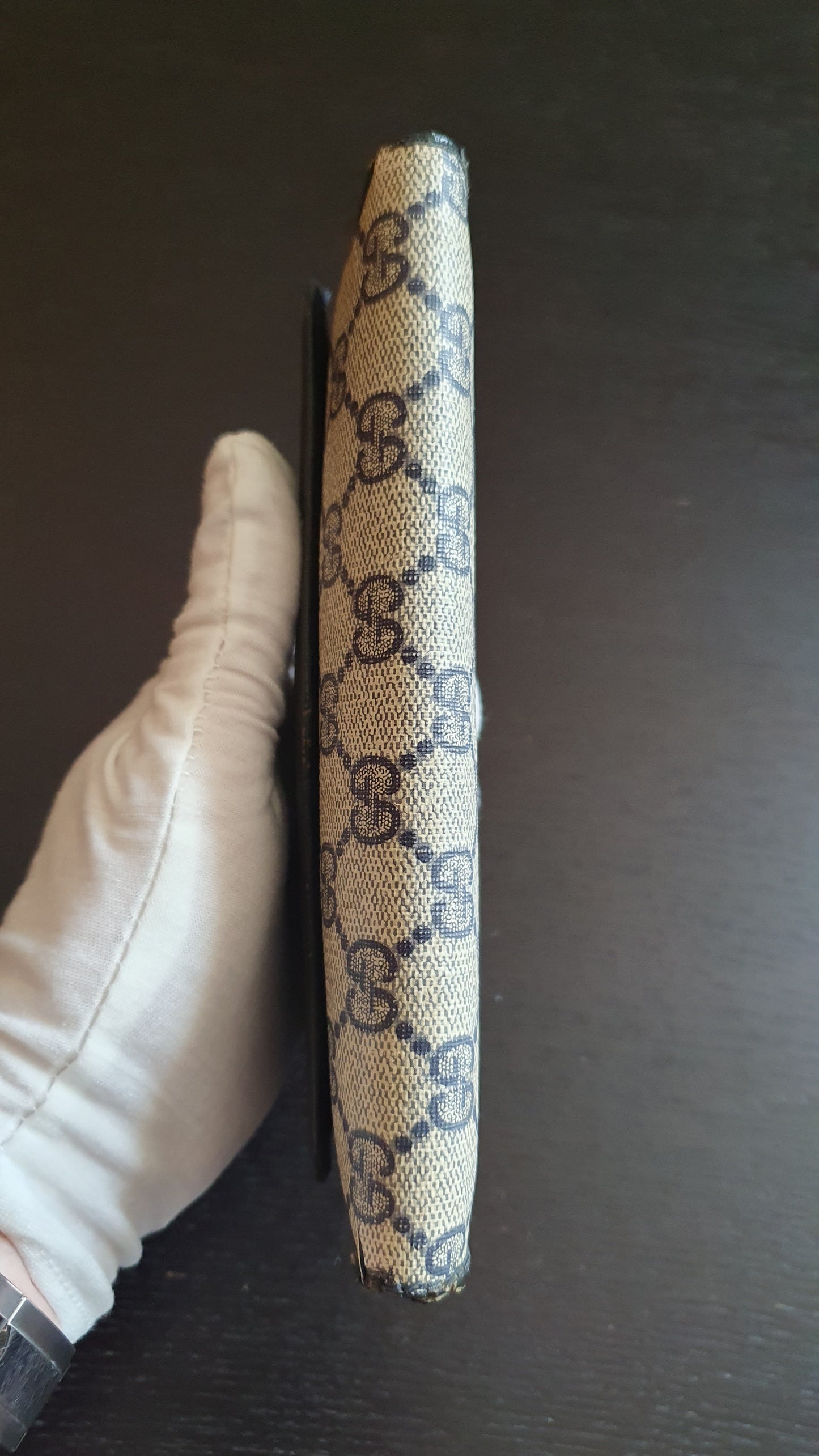 Authentic Vintage Gucci Upcycle Navy Wallet with Single Strap