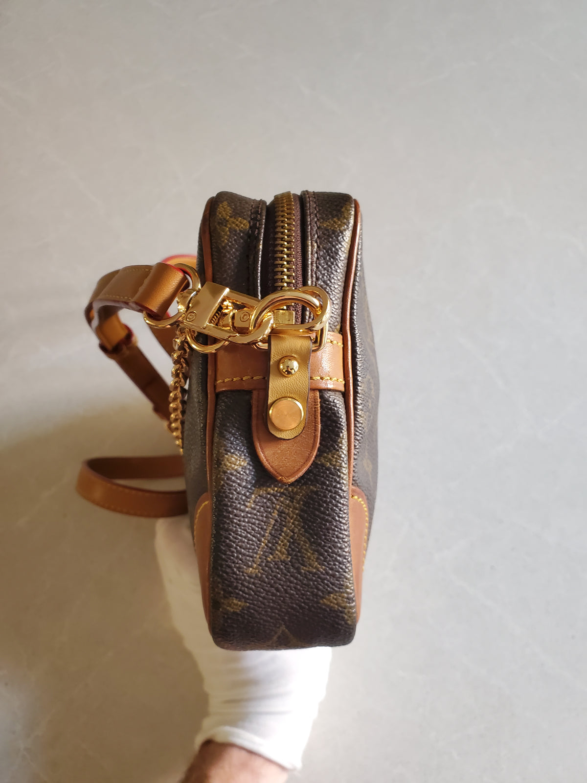Authentic Vintage Louis Vuitton (2) Upcycle Purse with Strap & Chain