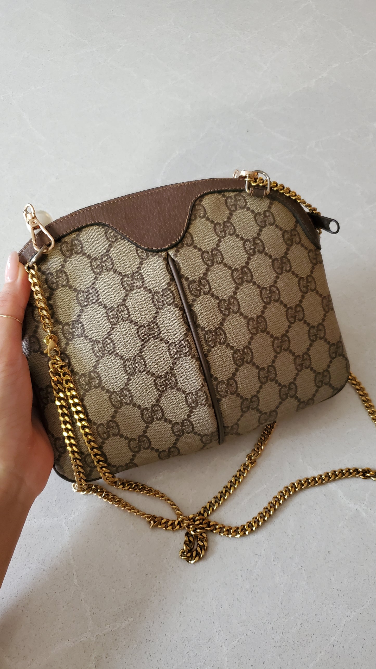 Authentic Vintage Gucci Upcycle Purse on Chains (with pearls chain)
