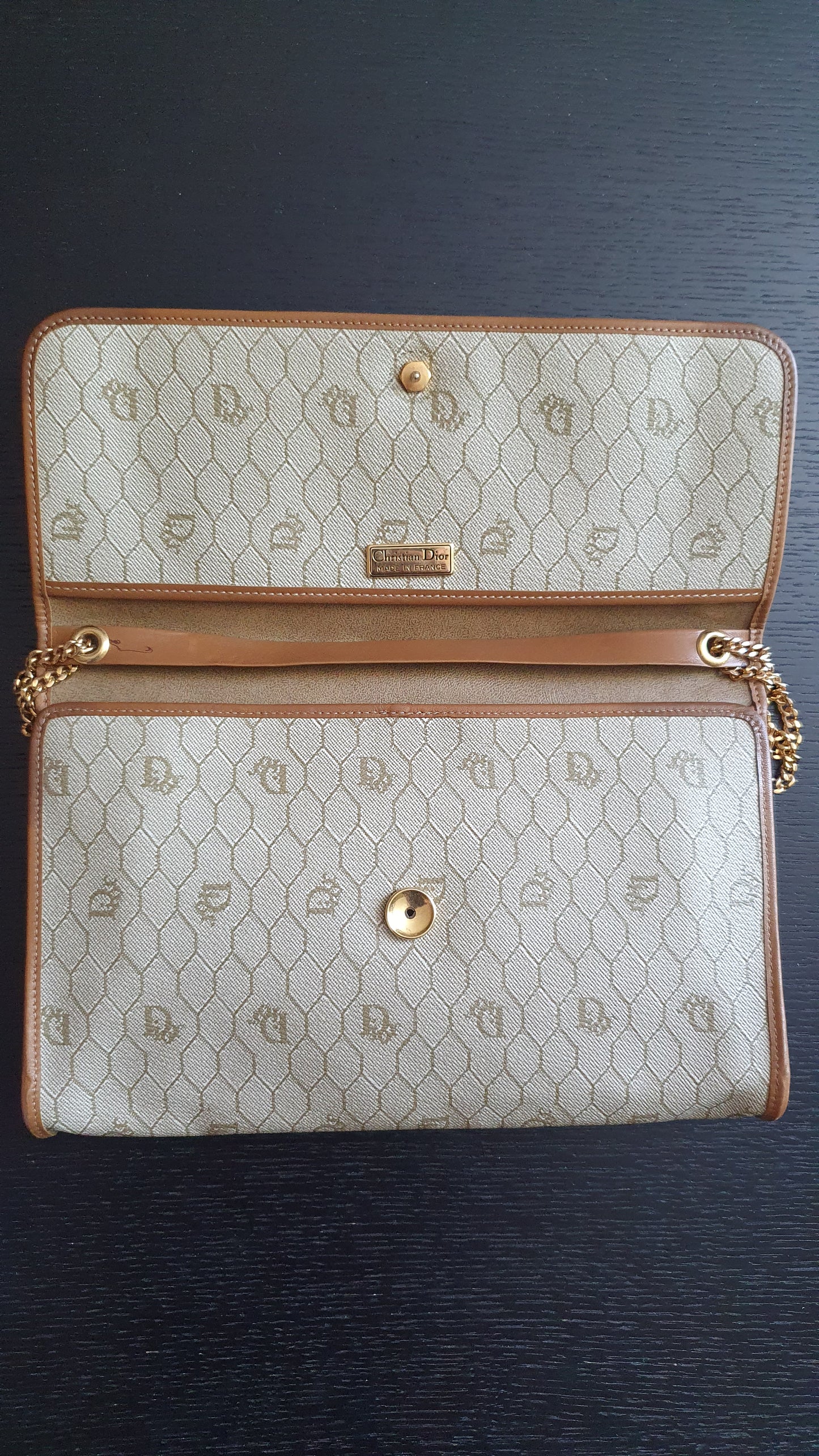 Authentic Vintage Dior Tan Purse with Versatile Chain
