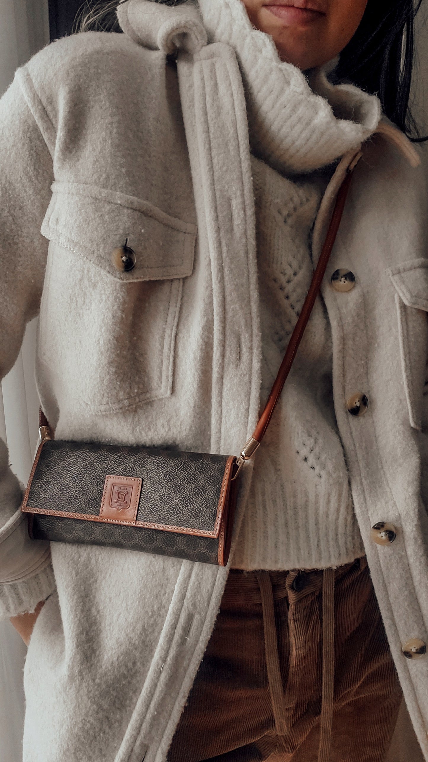 Authentic Vintage Celine Upcycle Long Wallet on Chain & Strap