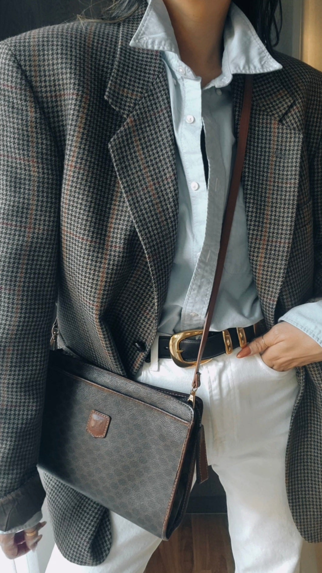 Authentic Vintage Celine Upcycle (Dark) Purse on Strap