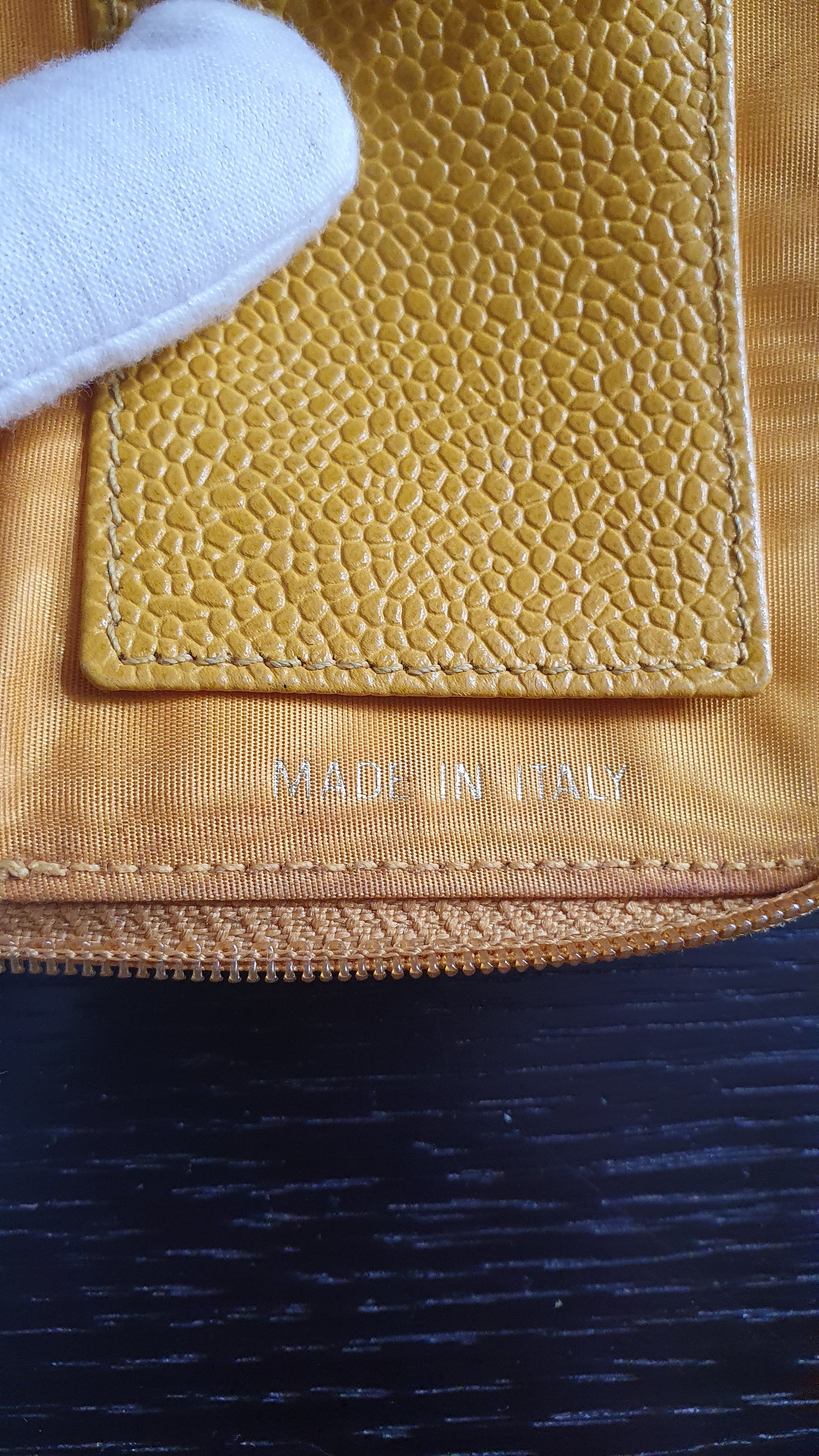 Authentic Chanel Upcycle (Yellow) Caviar Keyholder with Chain
