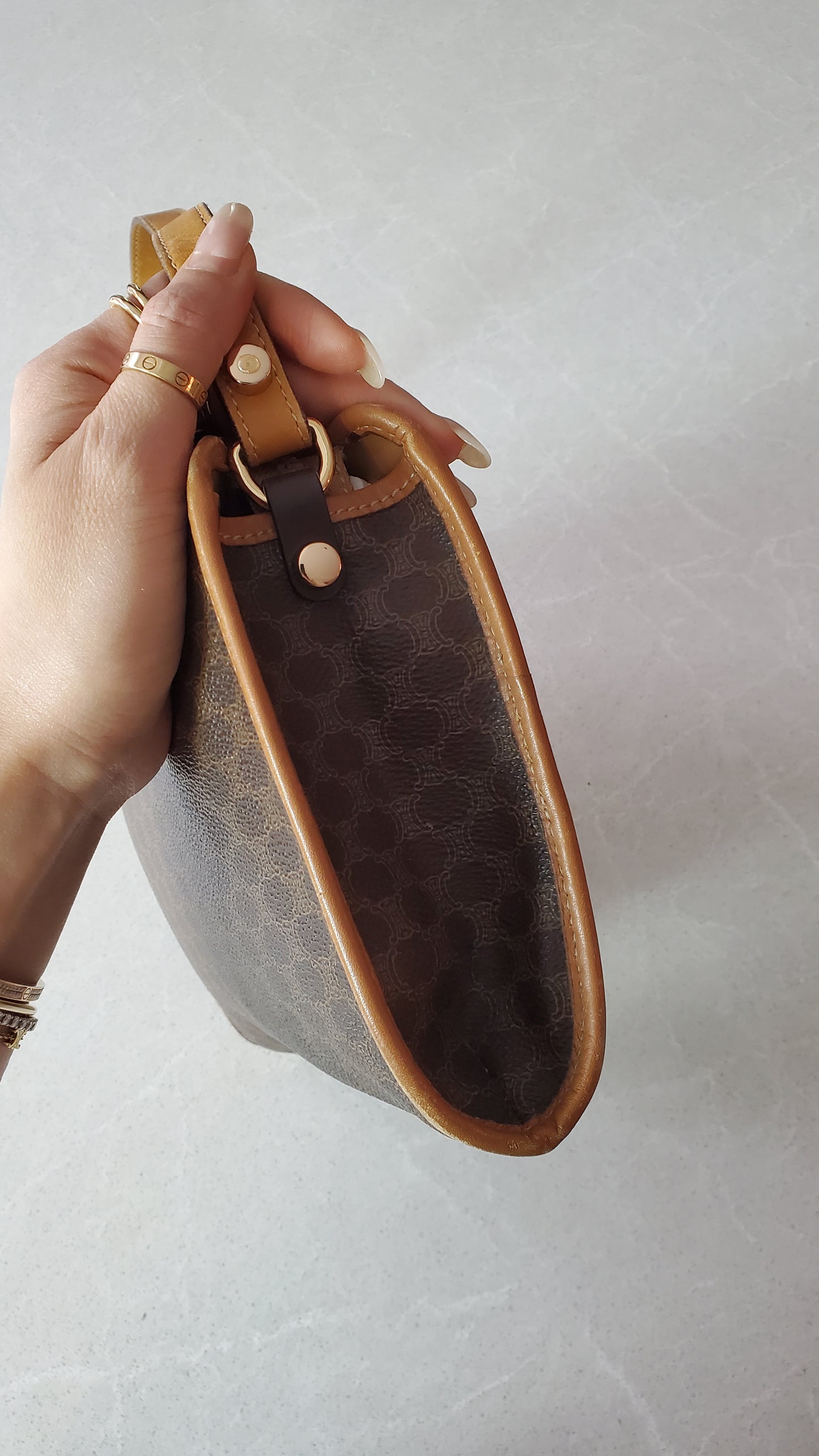 Authentic Vintage Celine Upcycle Brown/ Tan Shoulder Purse