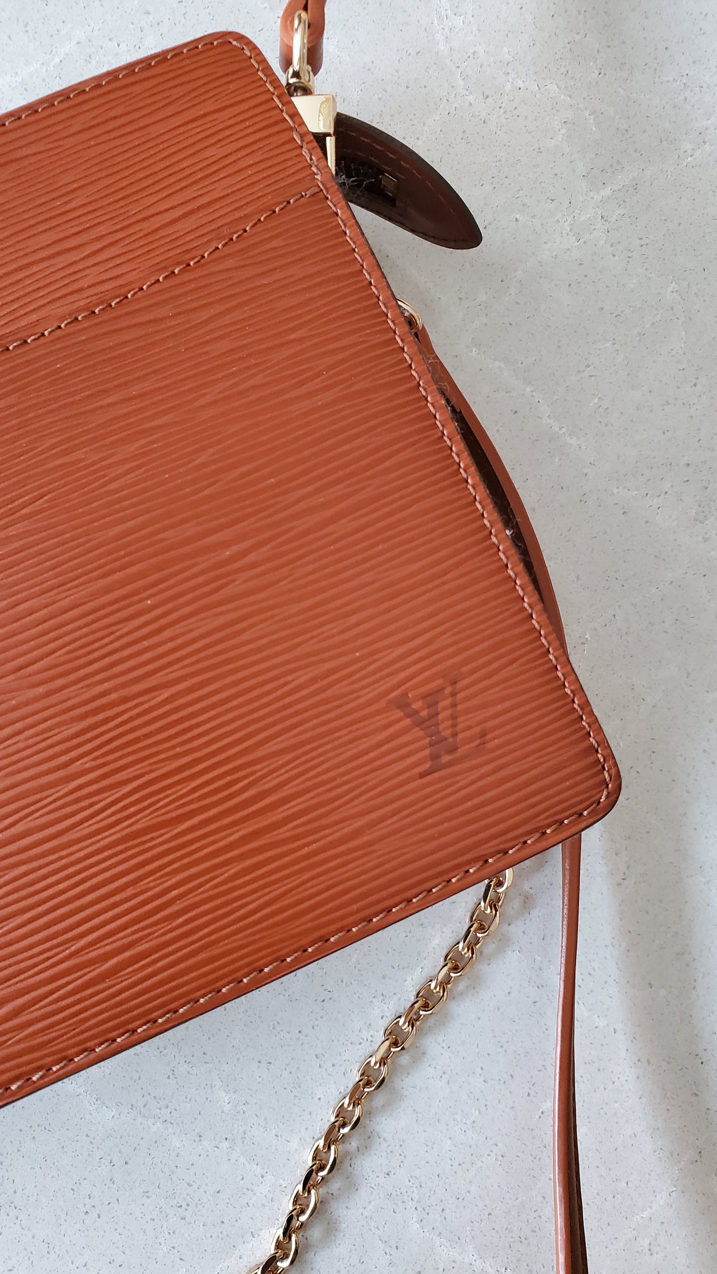 Authentic Louis Vuitton Upcycle Tan Epi Purse with Straps and Chain