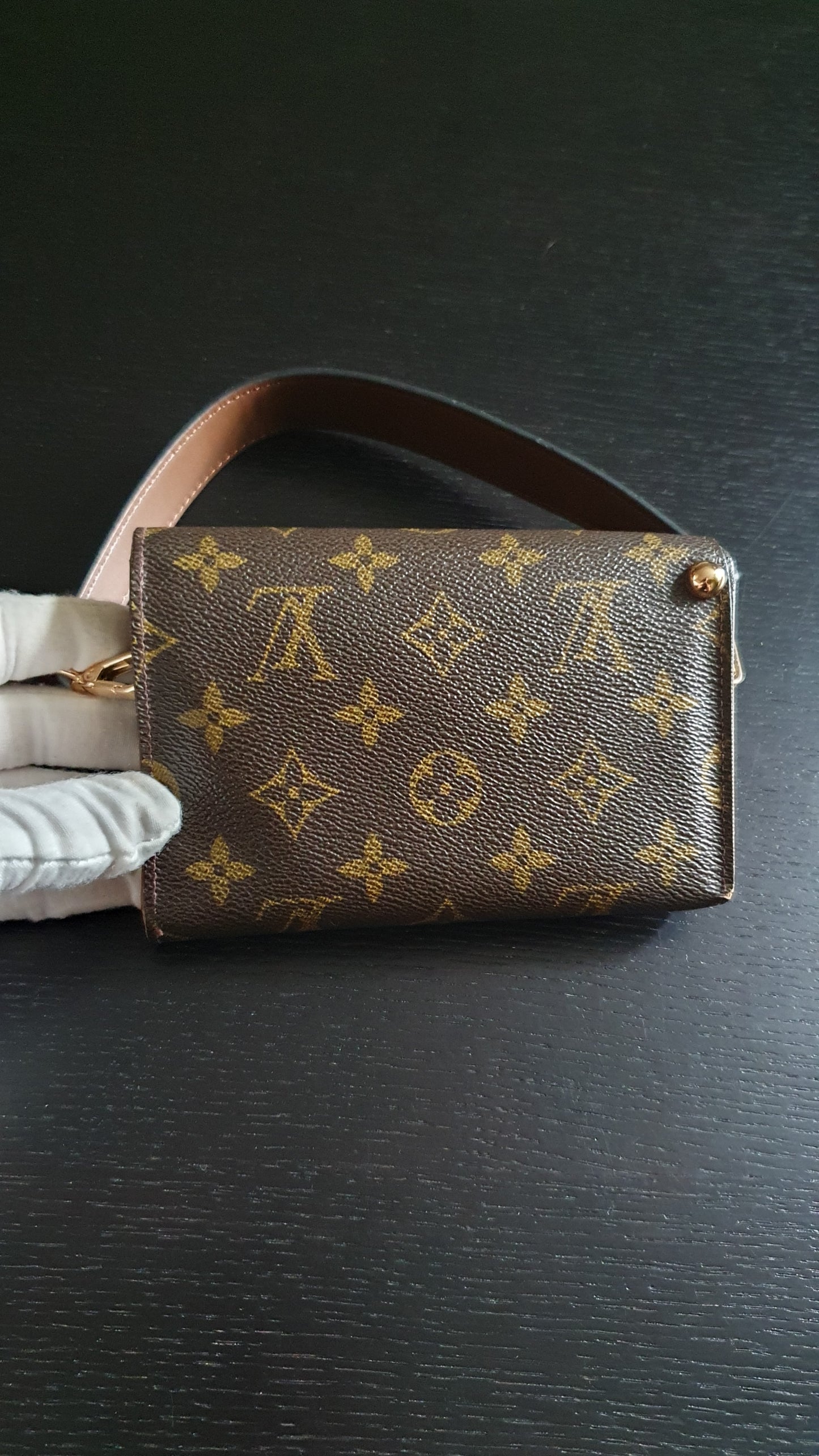Authentic Vintage Louis Vuitton Small Brown Wallet with Short Handle Strap