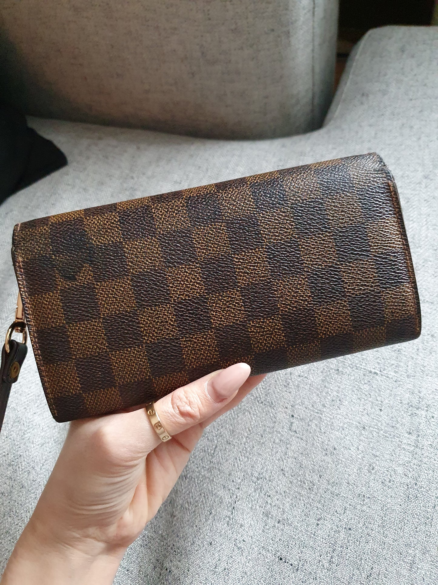 *New Drop* Authentic Louis Vuitton Brown Ebene Upcycle Flap Wallet on Strap