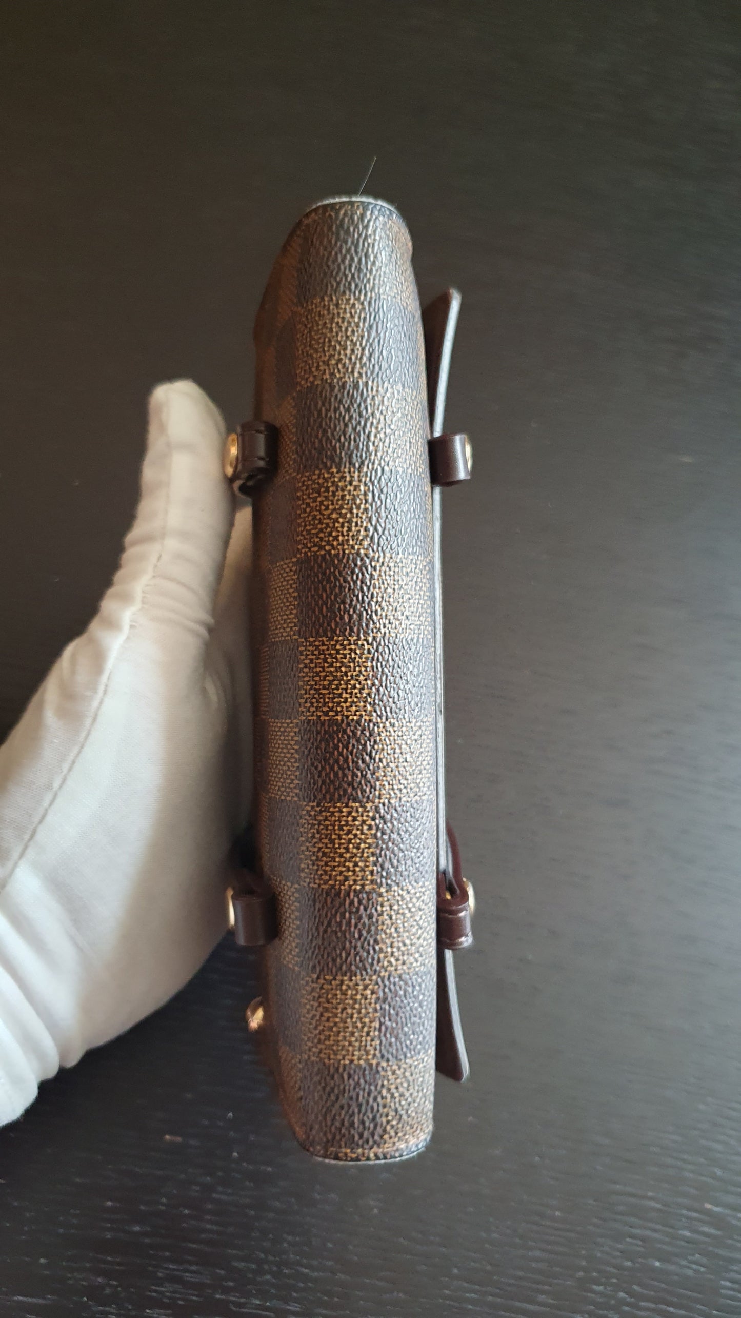 Authentic Vintage Louis Vuitton (2) Upcycle Brown Damier Wallet with Straps