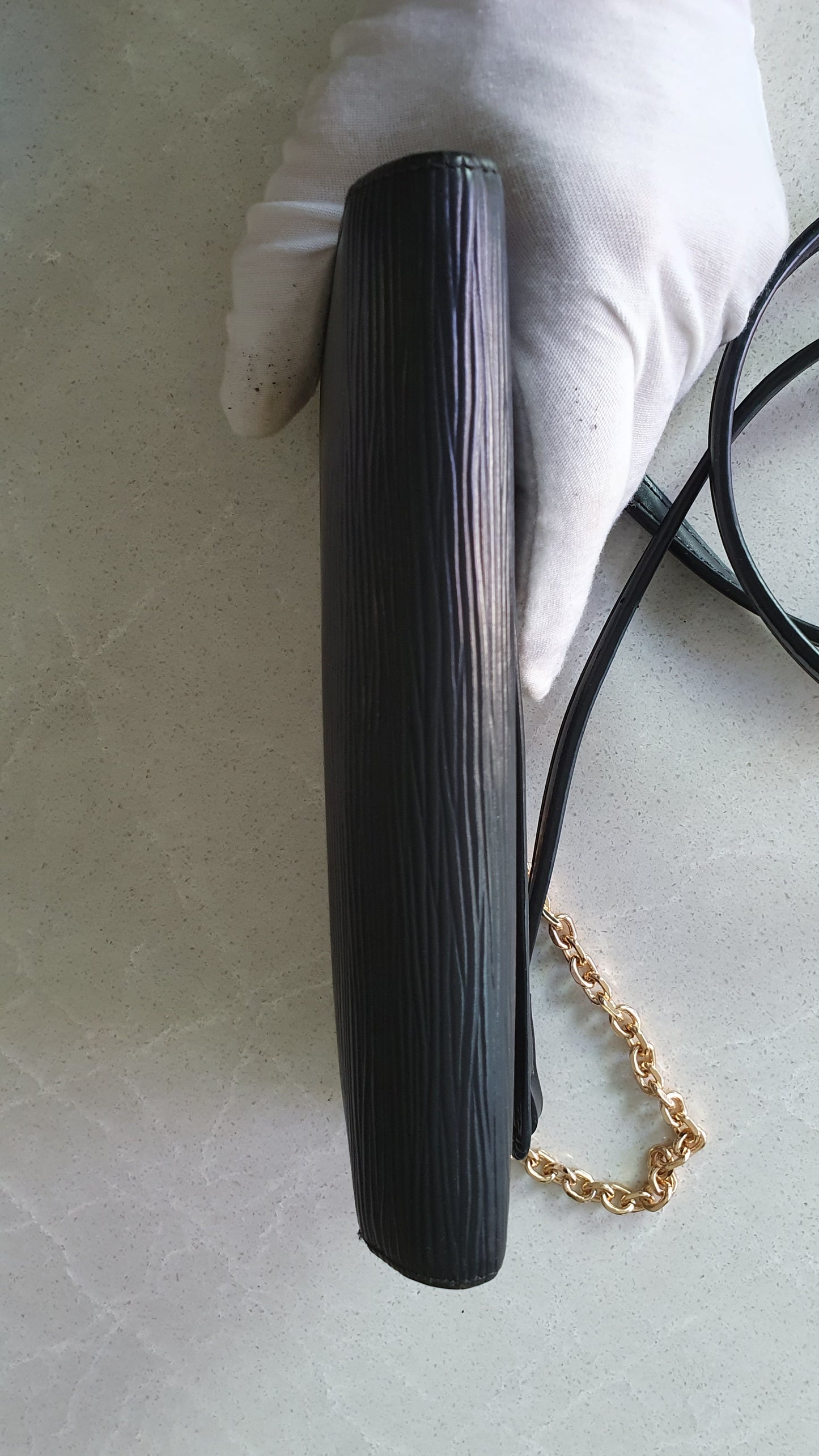 Authentic Louis Vuitton Upcycle Long Black Epi Wallet on Strap & Chain