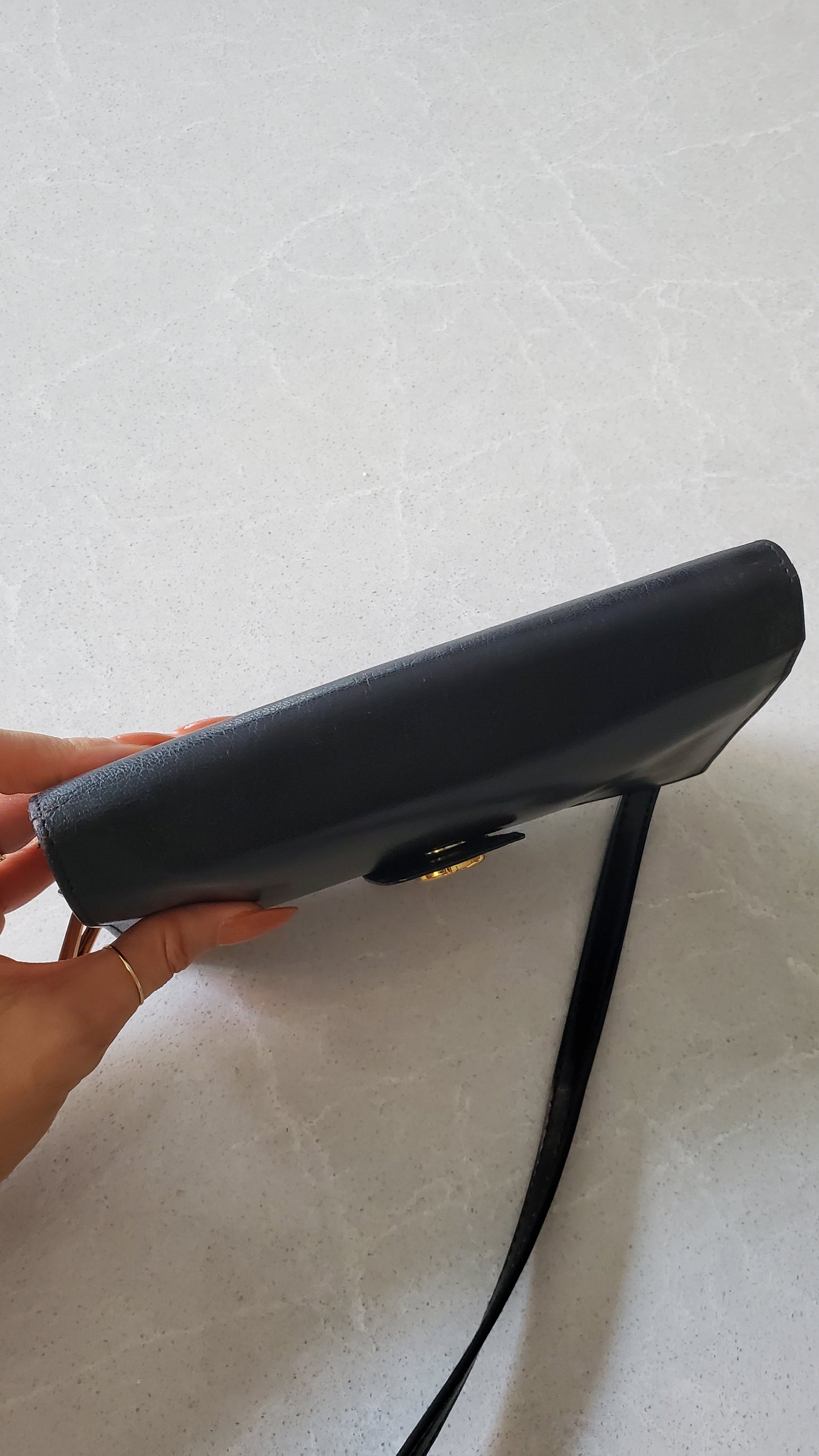 Authentic Vintage Celine Upcycle Long Black Wallet on Strap