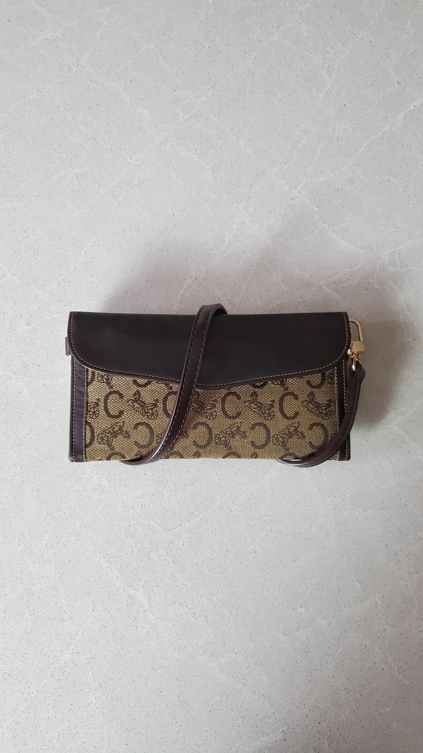 Authentic Vintage Celine Upcycle Wallet with Shoulder Strap