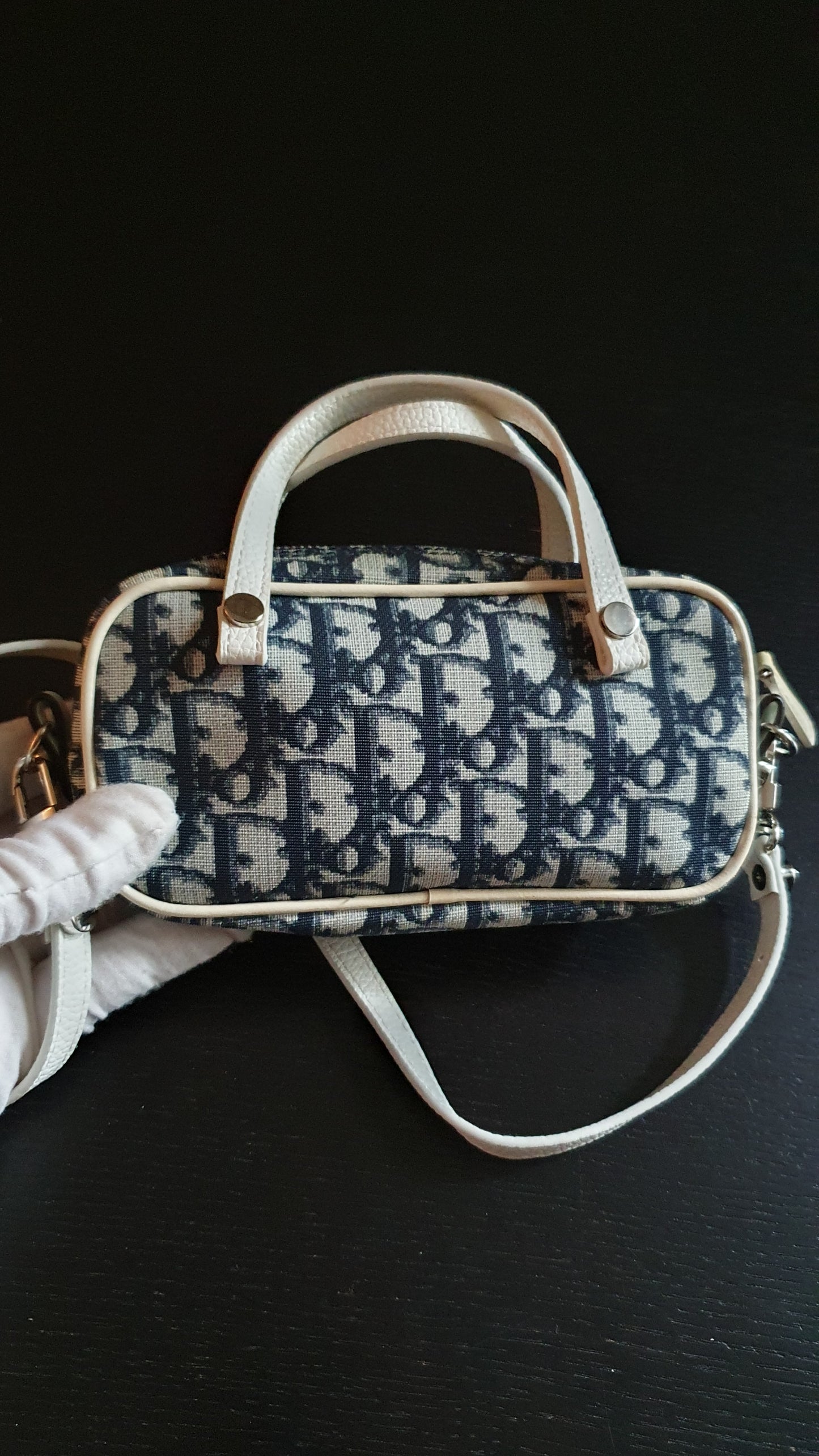 Authentic Vintage Dior Upcycle Navy Shoulder Pouch Purse with Straps