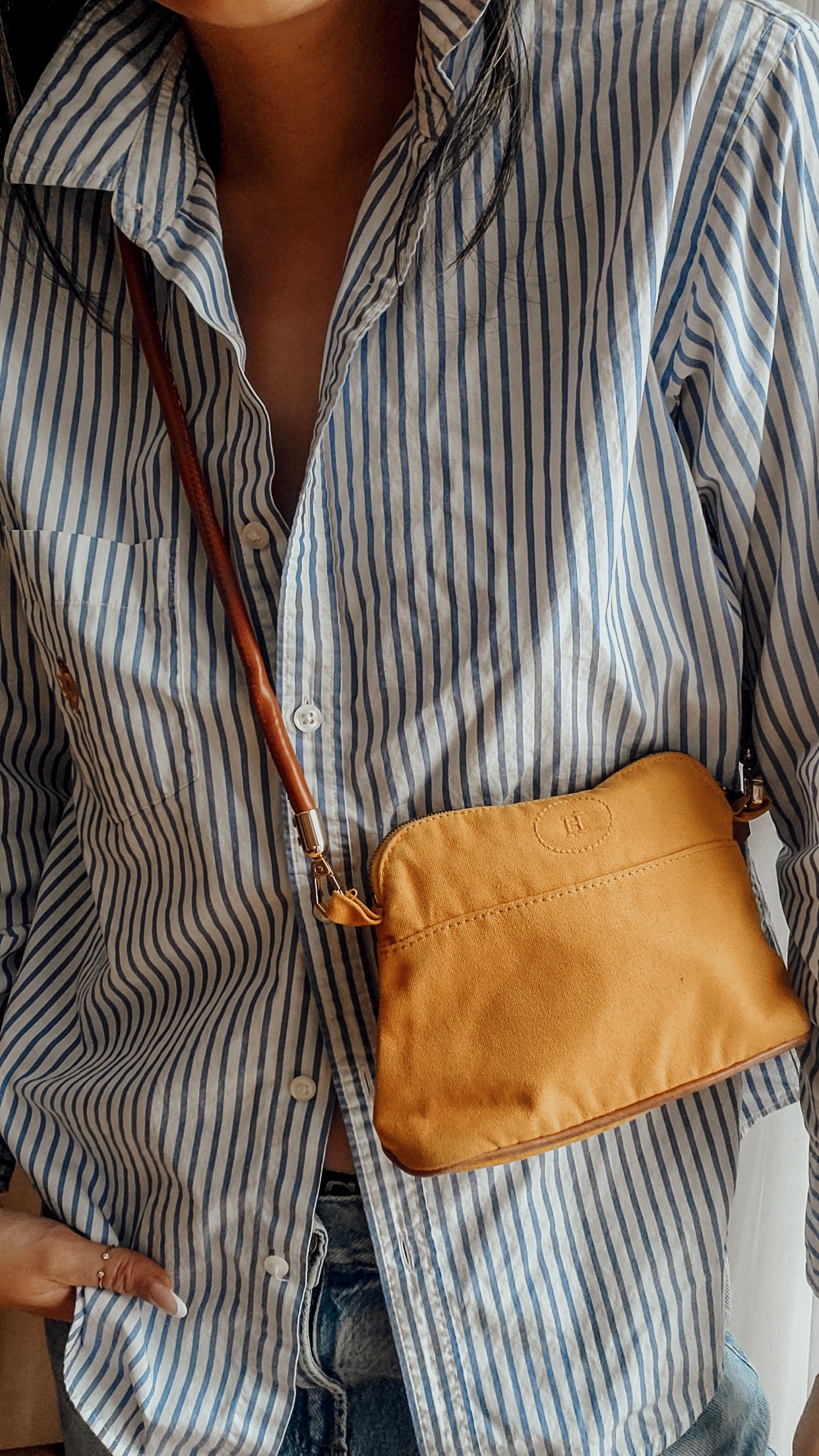 Authentic Hermès Upcycle Canvas Pochette with Strap