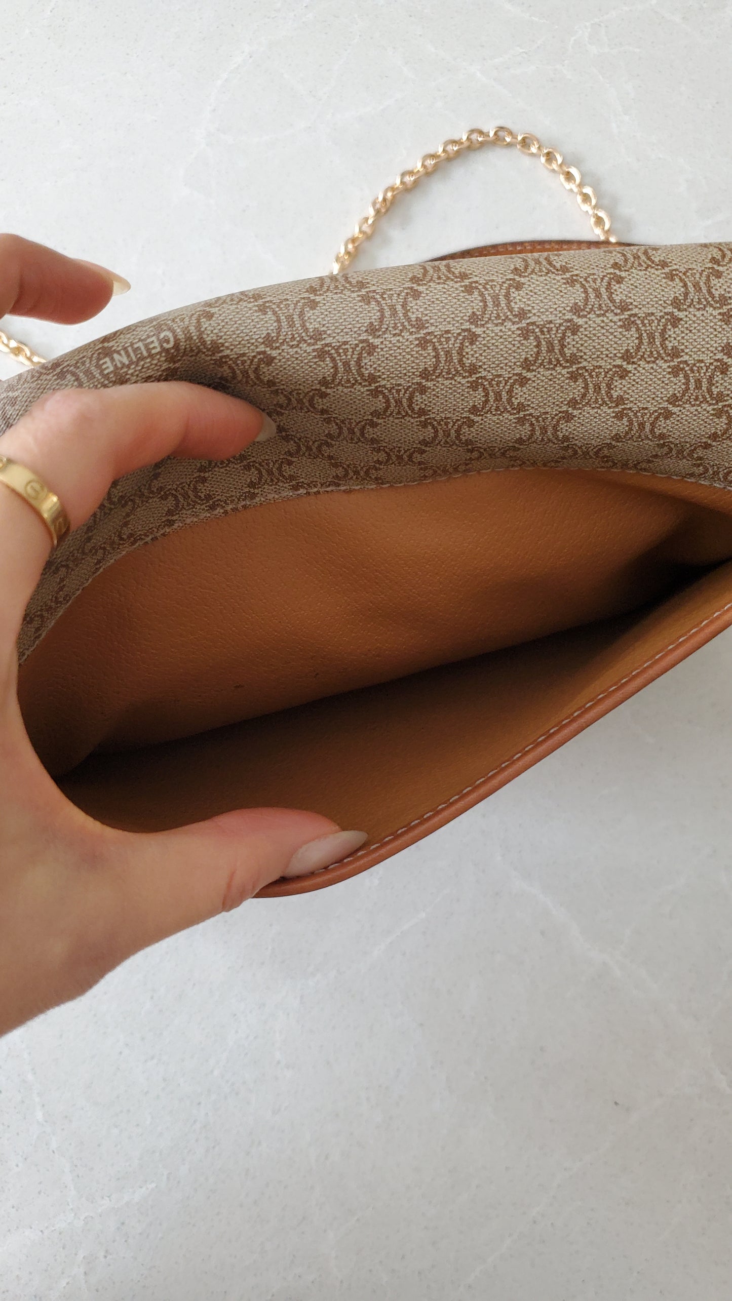 Authentic Vintage Celine (2/2) Upcycle Purse with Strap & Chain