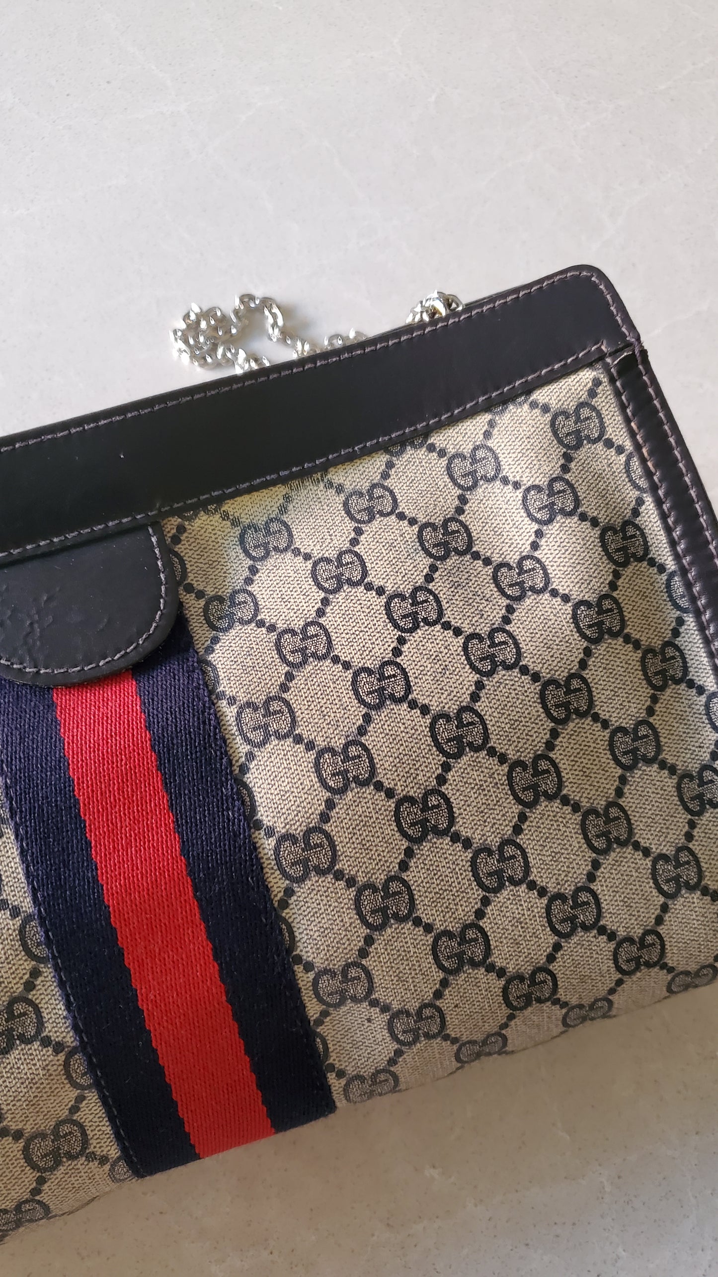 Authentic Vintage Upcycle Gucci Large Bag on Chains (with velcro closing)