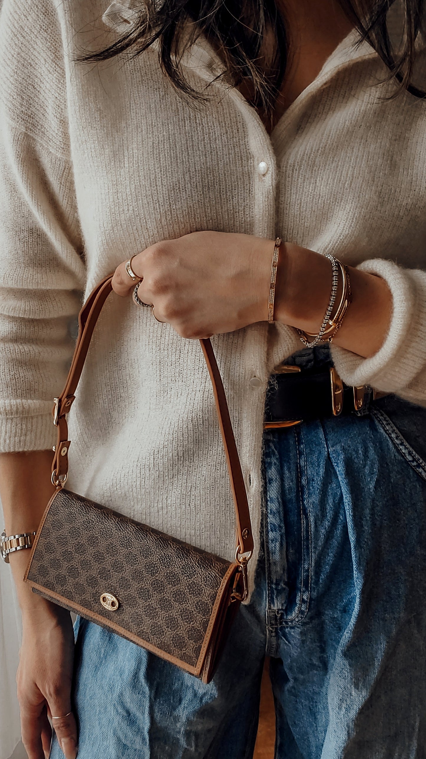 Authentic Vintage Celine Upcycle Shoulder Wallet with Strap