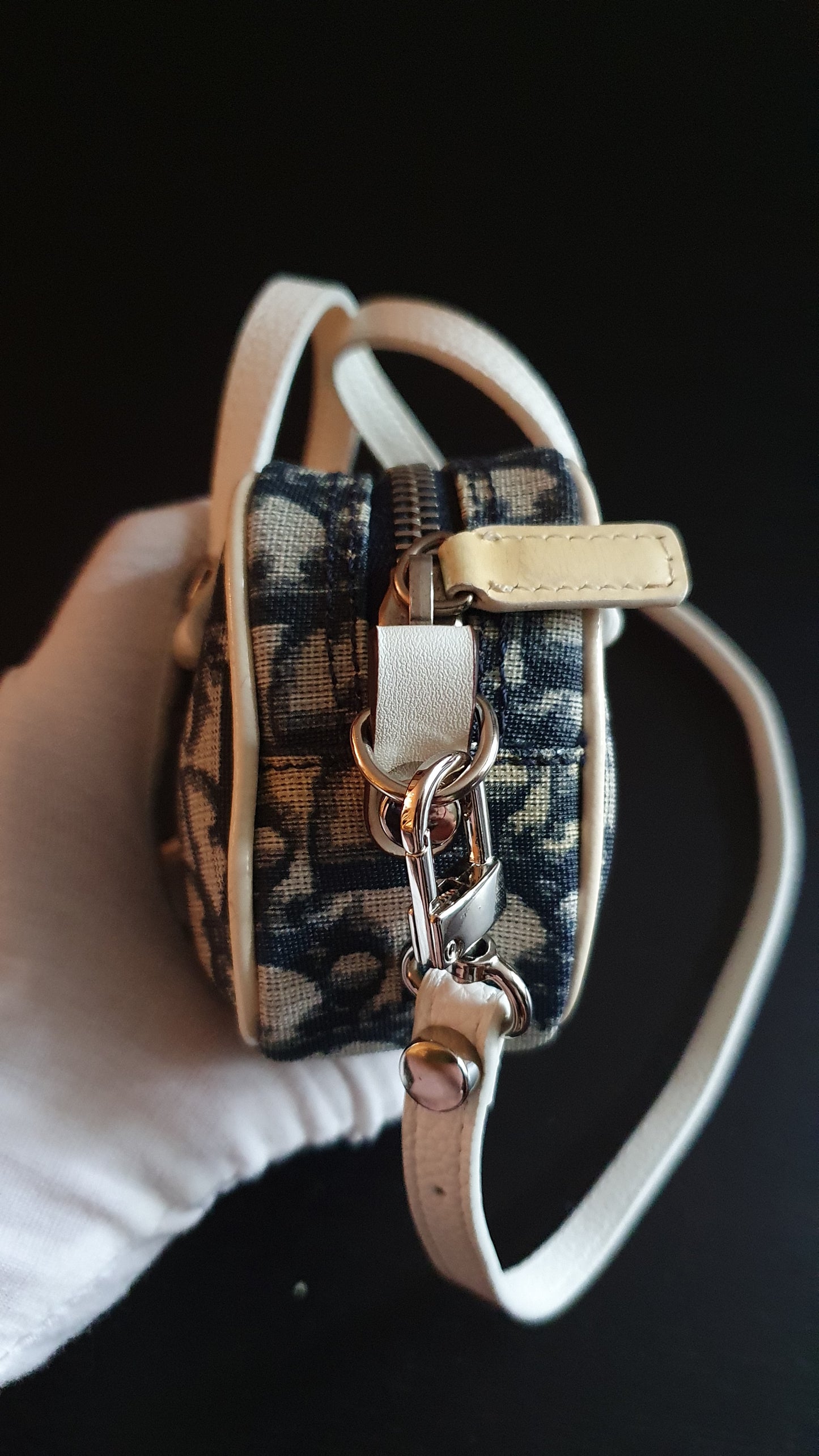 Authentic Vintage Dior Upcycle Navy Shoulder Pouch Purse with Straps