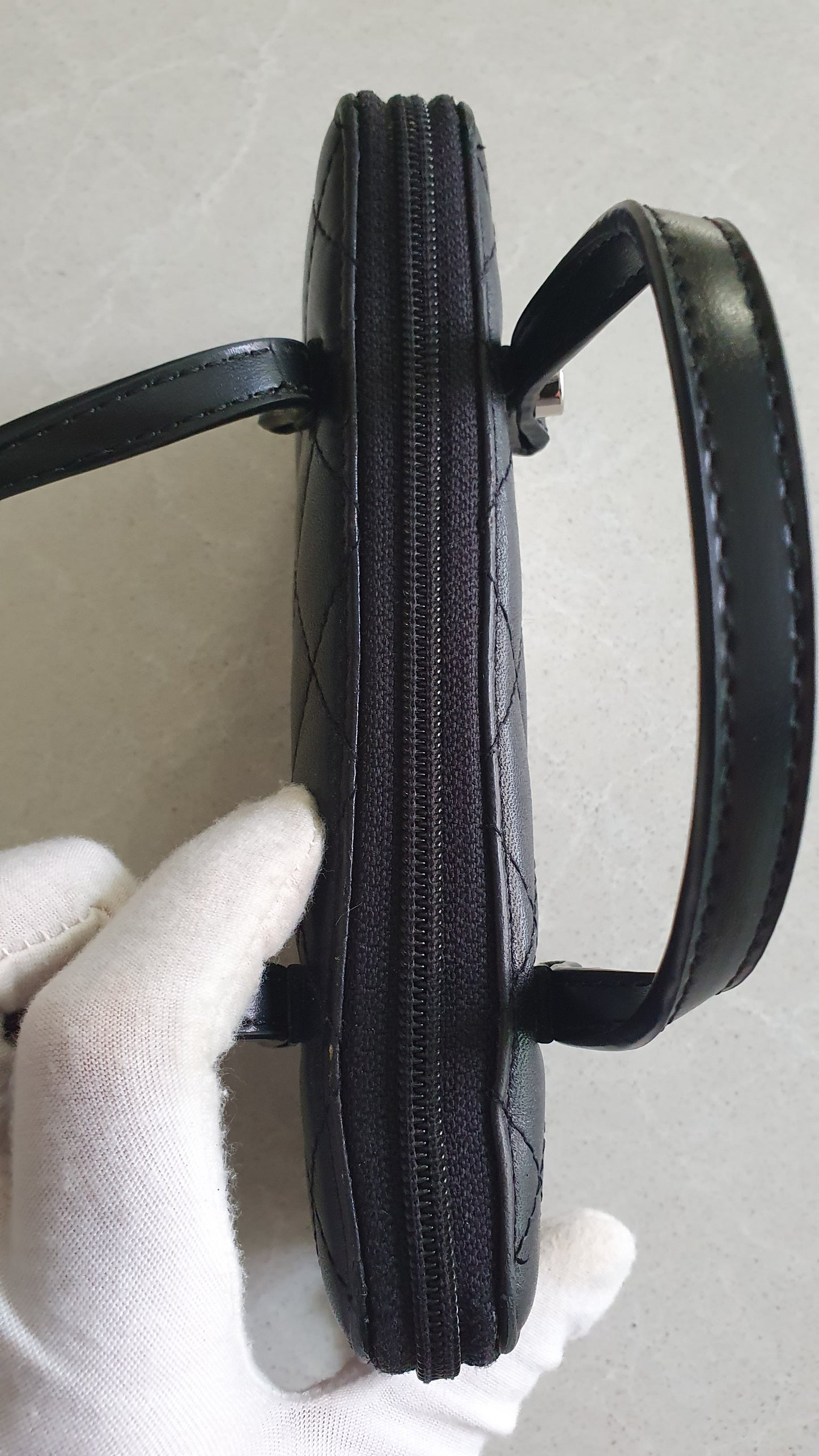 Authentic Chanel Upcycle Black Zip Wallet with Handle Straps