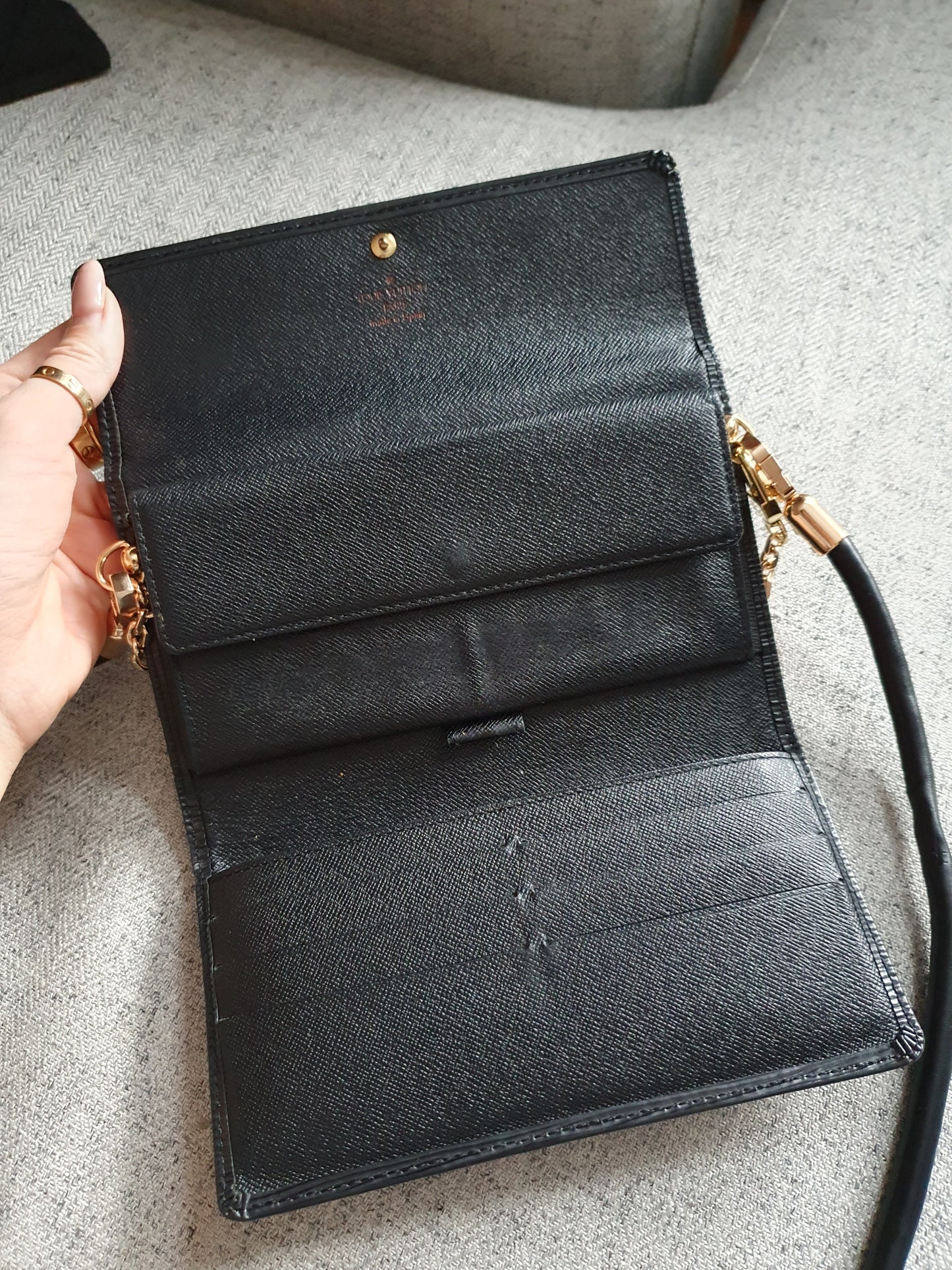 *New Drop* Authentic Louis Vuitton Upcycle Long Black Epi Wallet on Strap & Chain