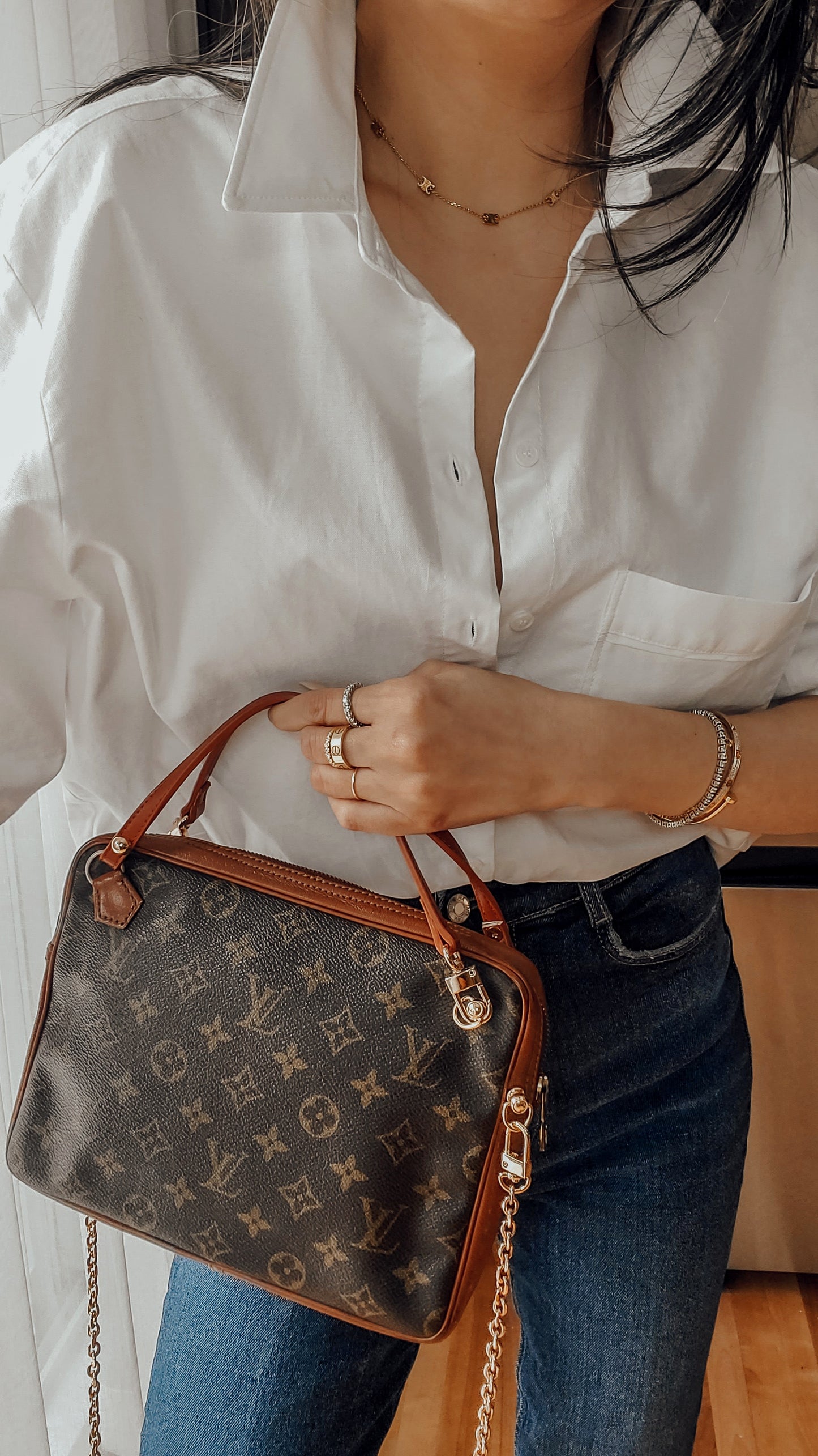 Authentic Vintage Louis Vuitton Upcycle Purse with Strap & Chain