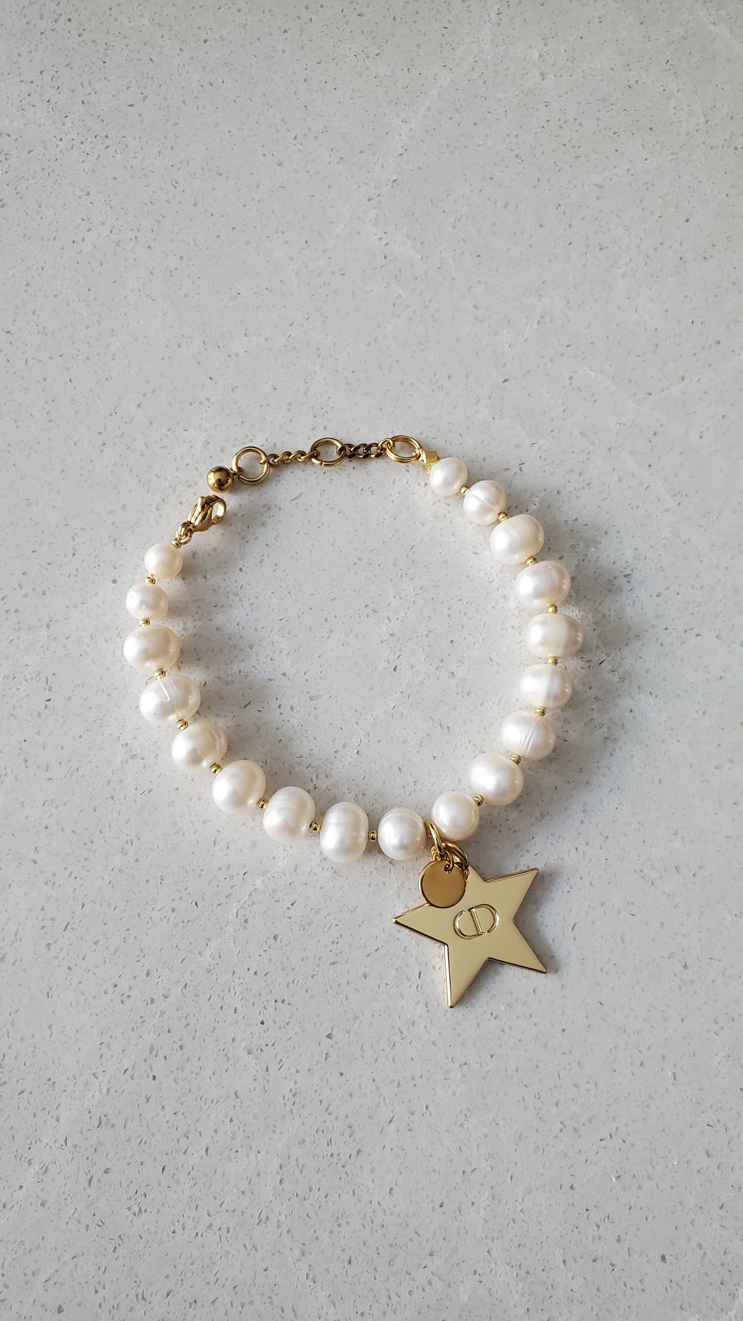 Authentic Dior (Star) Upcycle Handmade Real Freshwater Pearl Bracelet