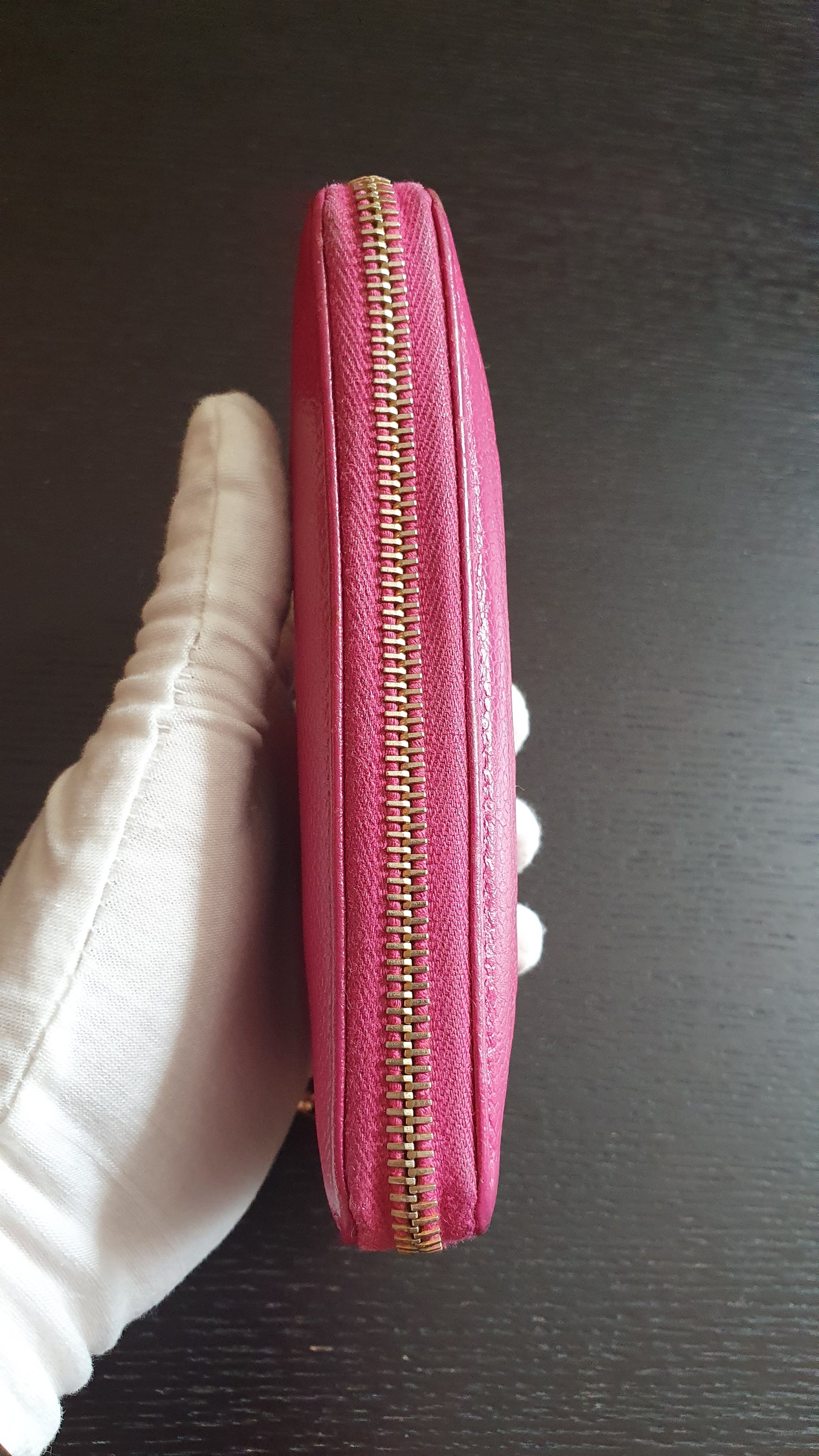 Authentic Chanel Upcycle Pink Caviar Zip Wallet with Shoulder Chain