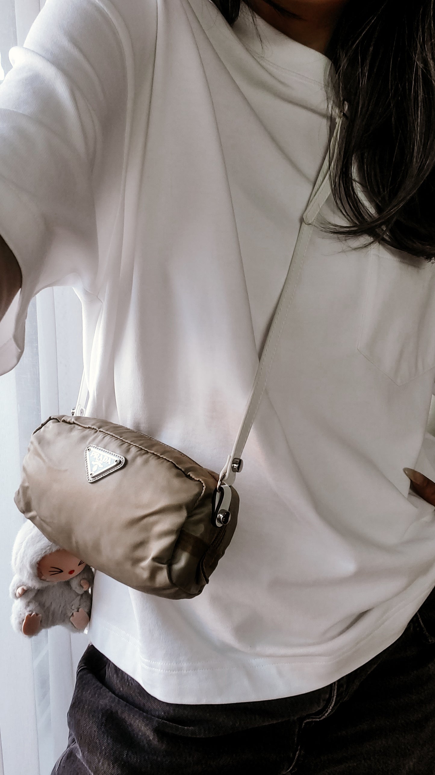 Authentic Prada Upcycle Nylon Pouch with Chain & Strap