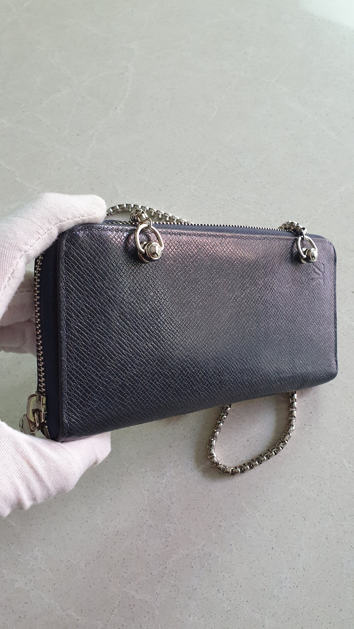 Authentic Louis Vuitton Upcycle Zip Wallet with Shoulder Chains