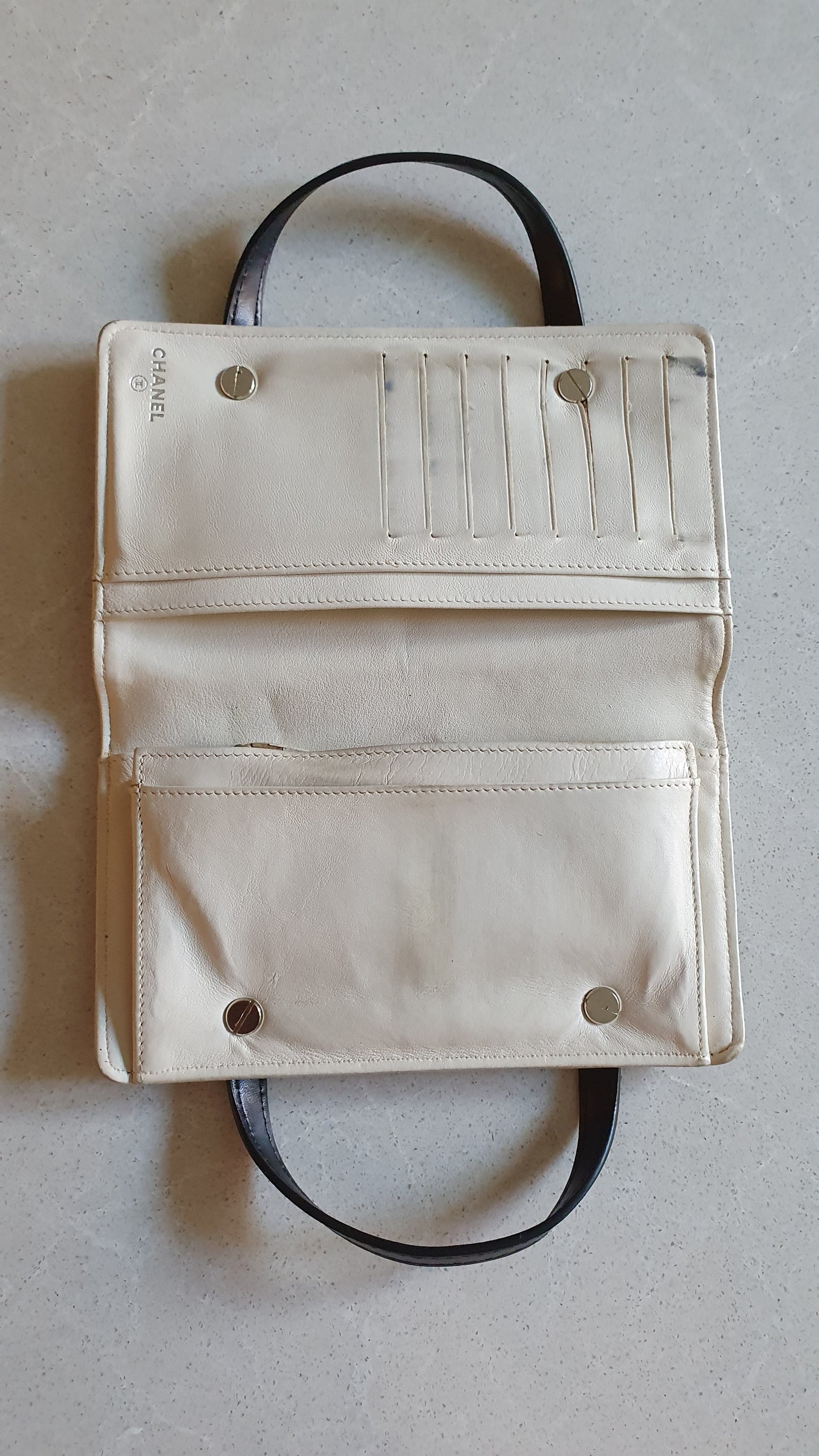 Authentic Chanel Upcycle Black Leather Wallet with Straps