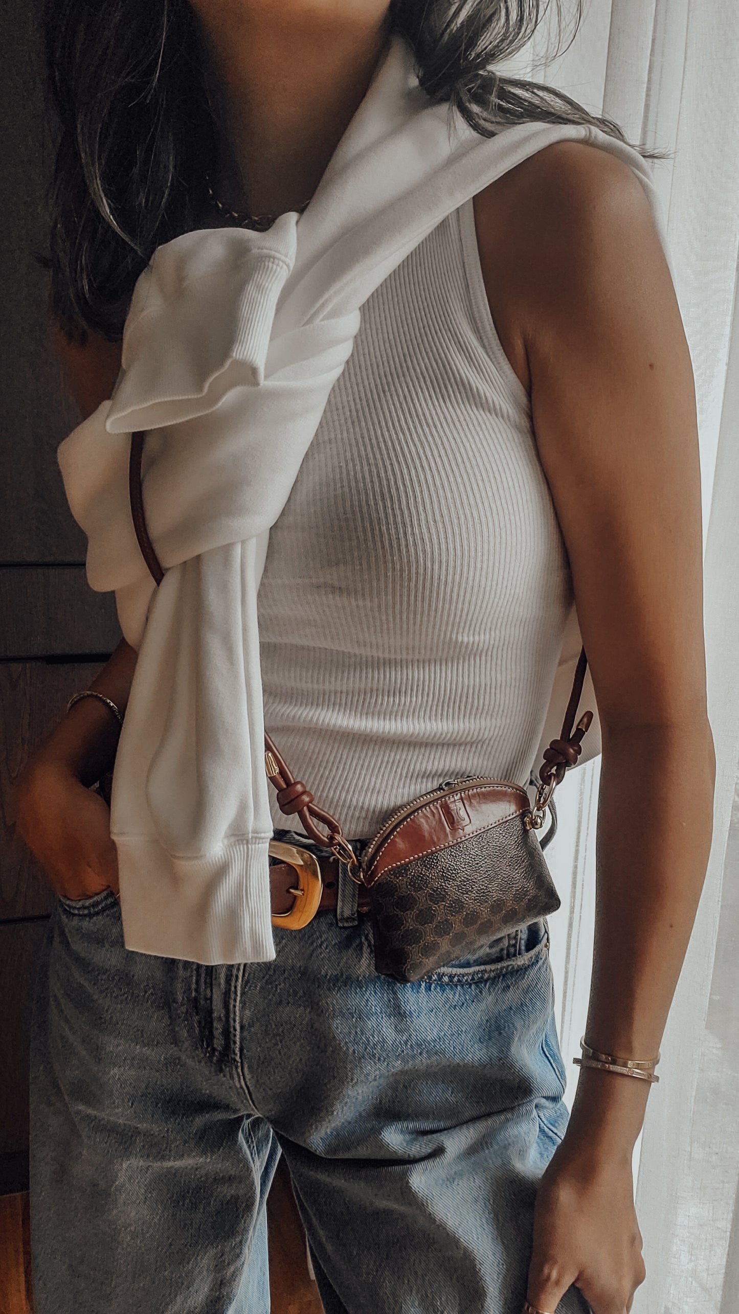 Authentic Vintage Celine Upcycle Mini Pouch on Chain & Strap