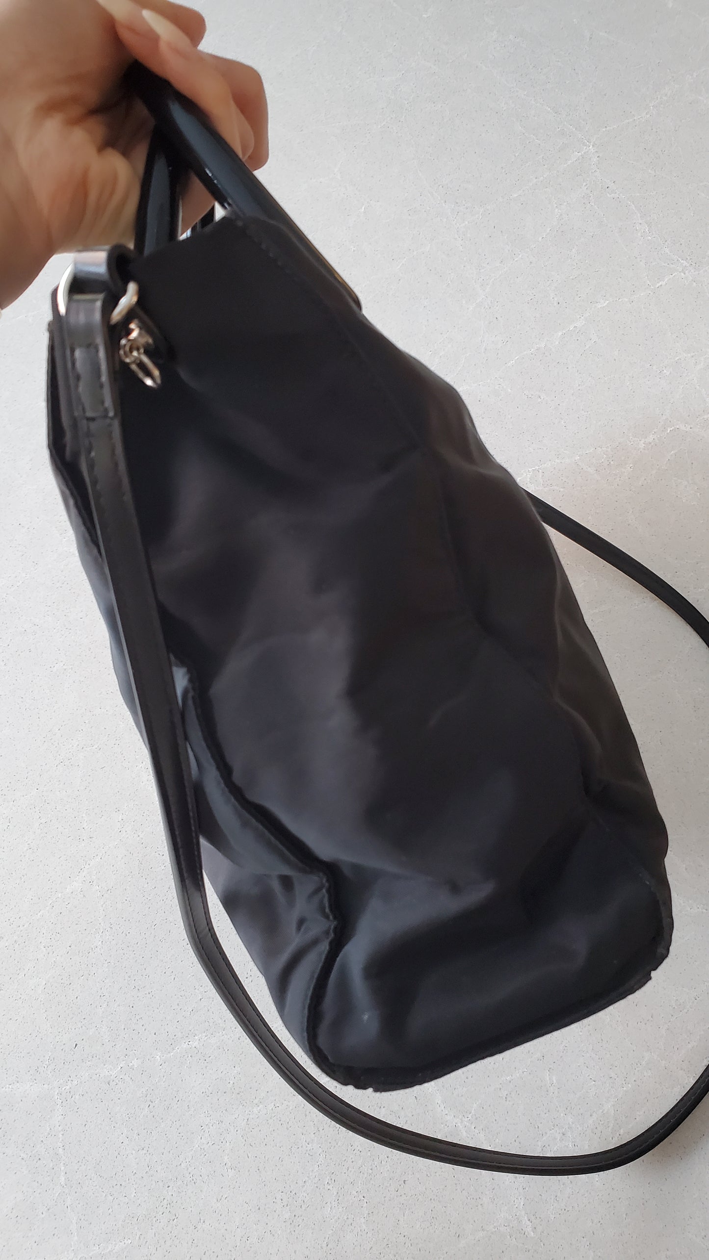 Authentic Prada Upcycle Black Nylon Tote Bag with Strap