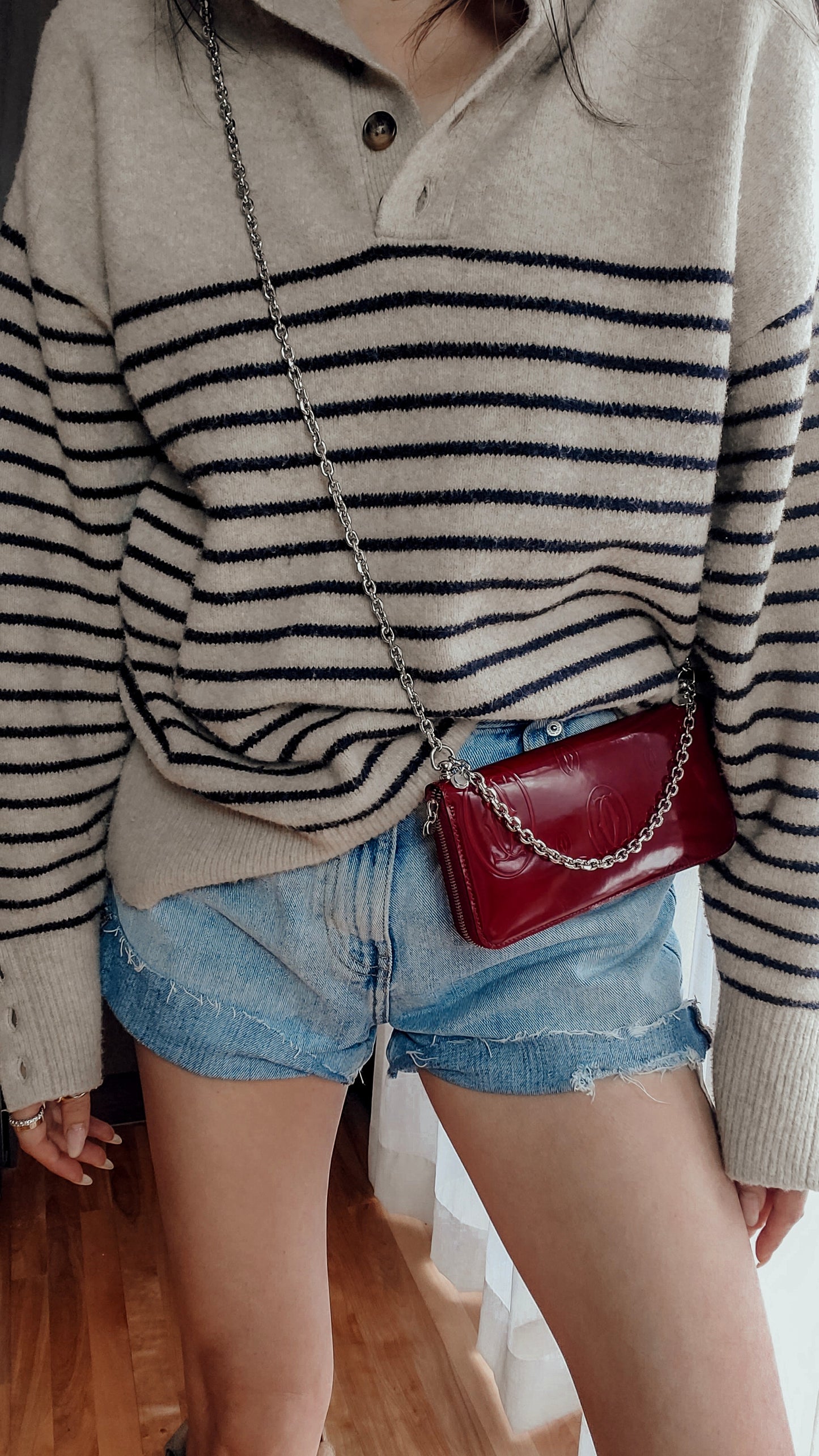 Authentic Vintage Cartier Upcycle Long Zip Wallet with Chains