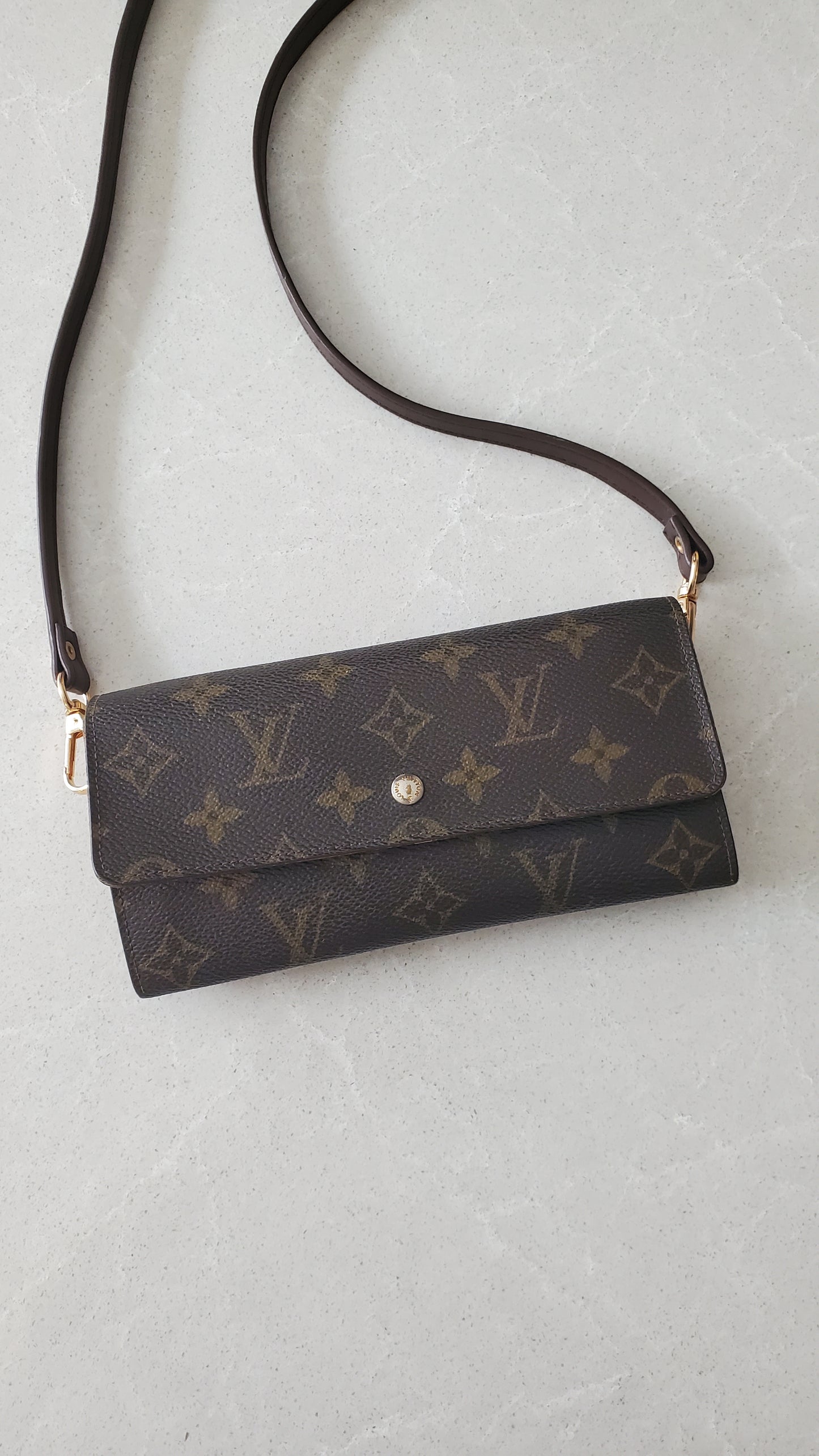 Authentic Vintage Louis Vuitton Upcycle Long Wallet with Strap