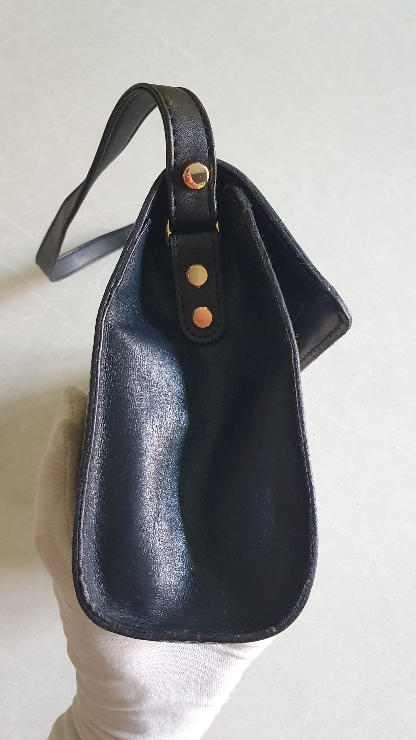 Authentic Vintage Gucci Upcycle (Dark Navy) Large Purse with Shoulder Strap