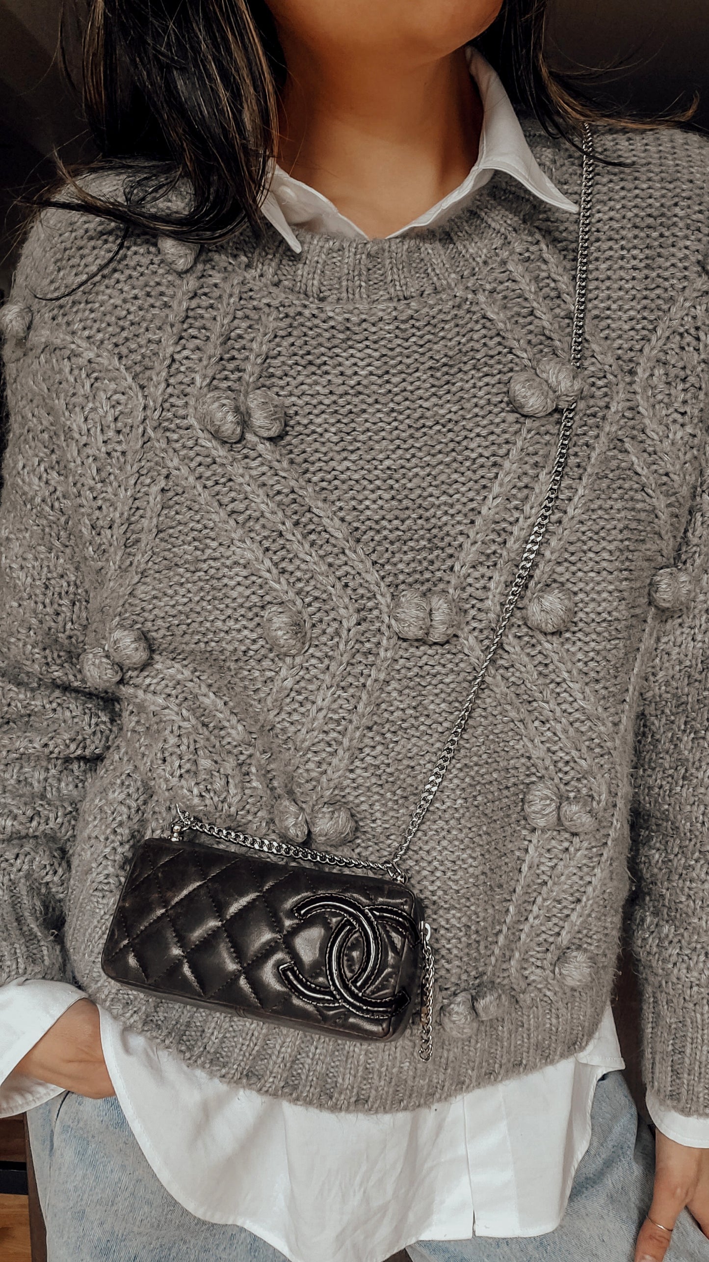 Authentic Vintage Chanel Upcycle Brown Leather Pouch on Chain