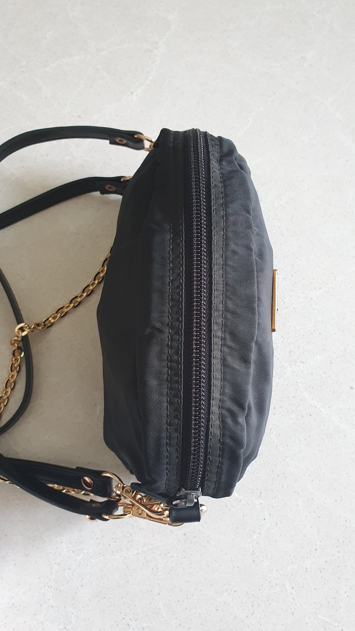 Authentic Prada Upcycle Versatile Black Nylon Pouch with Chain & Straps (upgraded version)