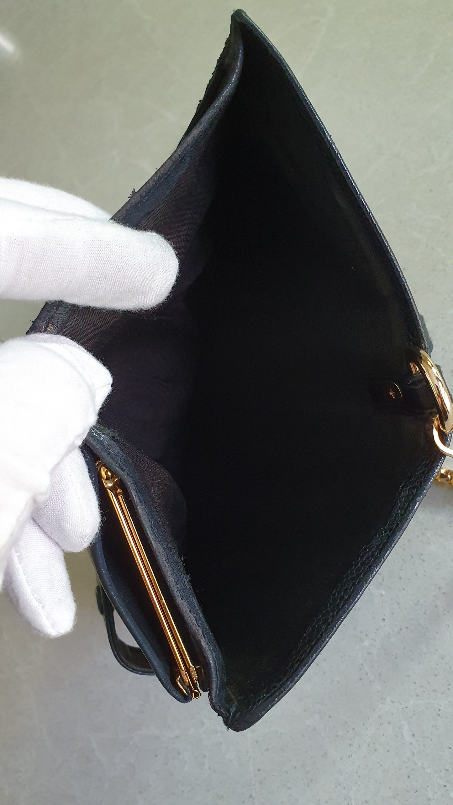 Authentic Chanel Upcycle Black Caviar Long Wallet with Strap & Chain