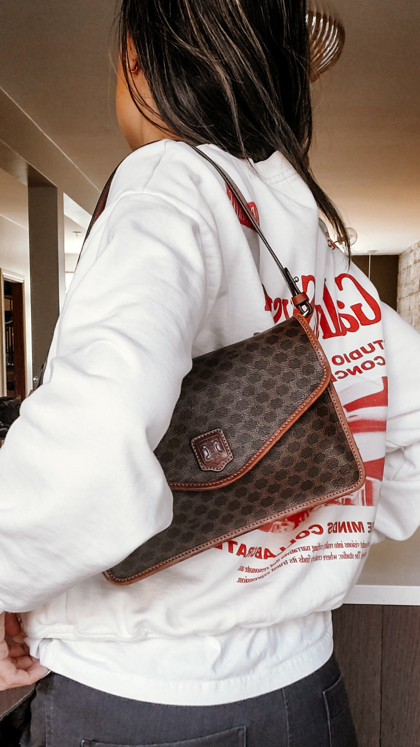 Authentic Vintage Celine Versatile Shoulder/ Crossbody Brown Purse