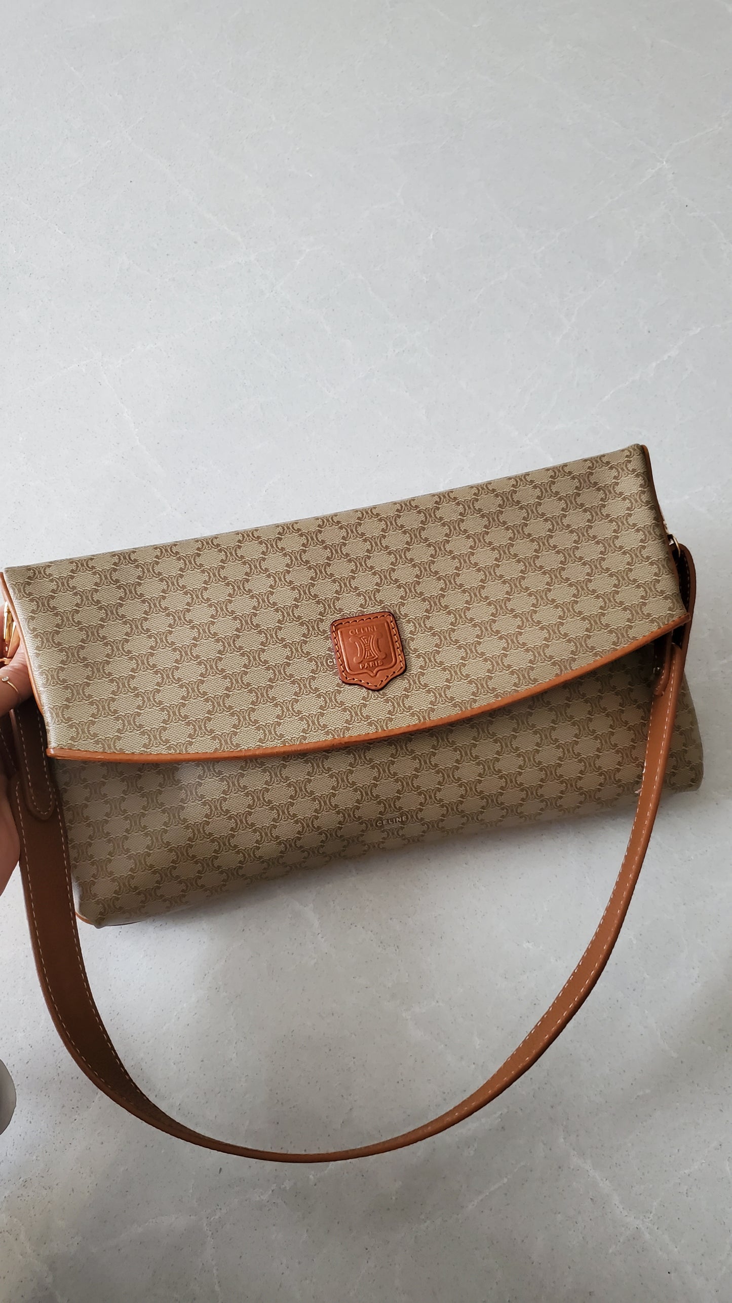 Authentic Vintage Celine Upcycle (Tan) Purse on Strap