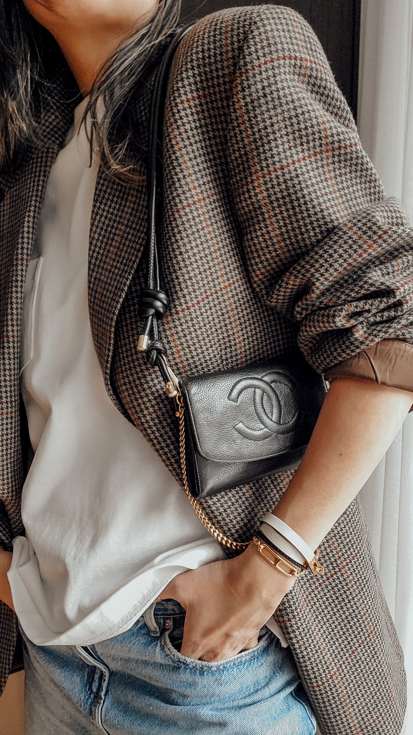 Authentic Chanel Upcycle Black Caviar Wallet on Chain & Strap