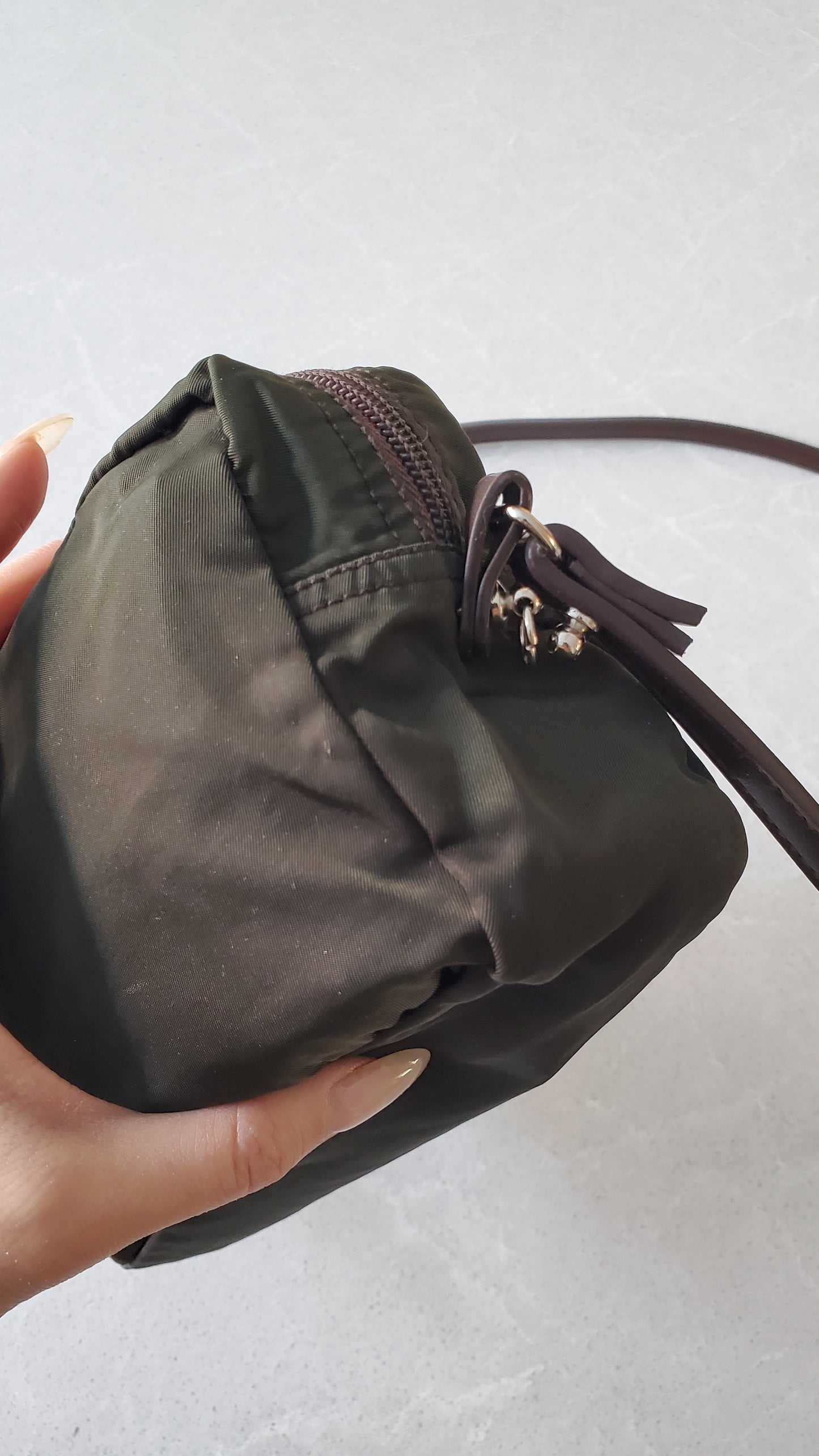 Authentic Prada (Green) Upcycle Nylon Pouch with Strap