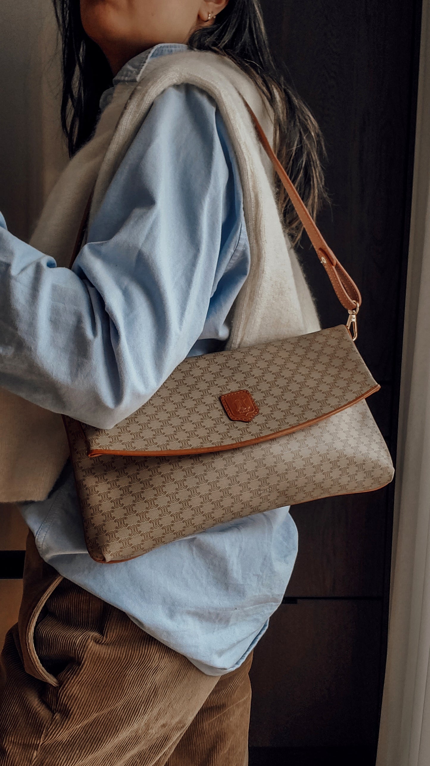 Authentic Vintage Celine Upcycle (Tan) Purse on Strap