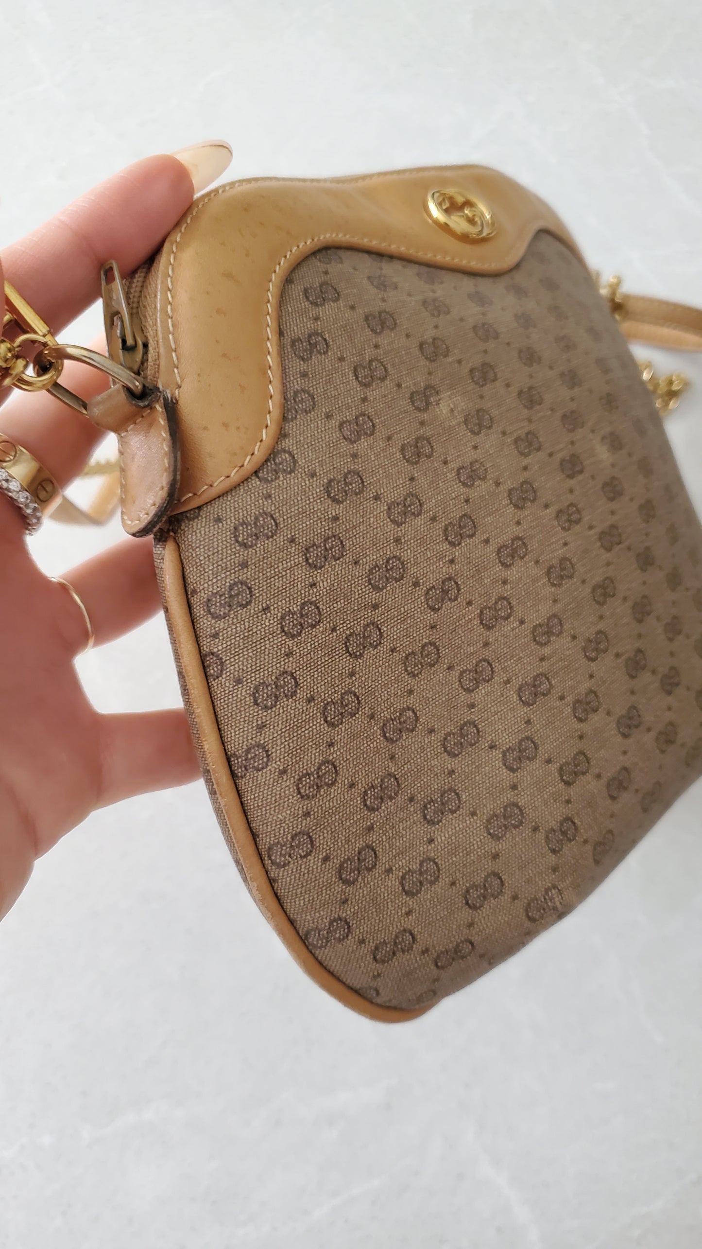 Authentic Vintage Gucci Upcycle Shoulder Purse on Chain/ Strap