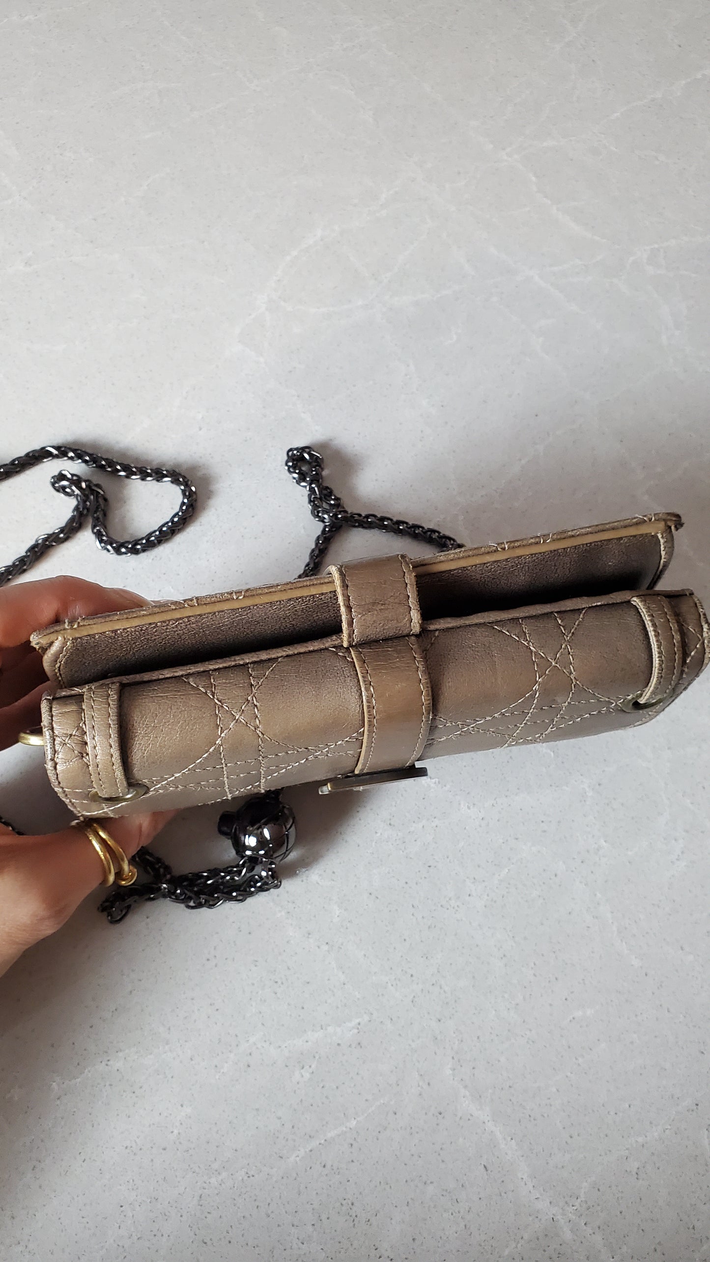 *Rare* Authentic Vintage Dior Upcycle Leather Wallet with Chain