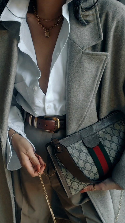 Authentic Vintage Upcycle Gucci Bag on Strap & Chain