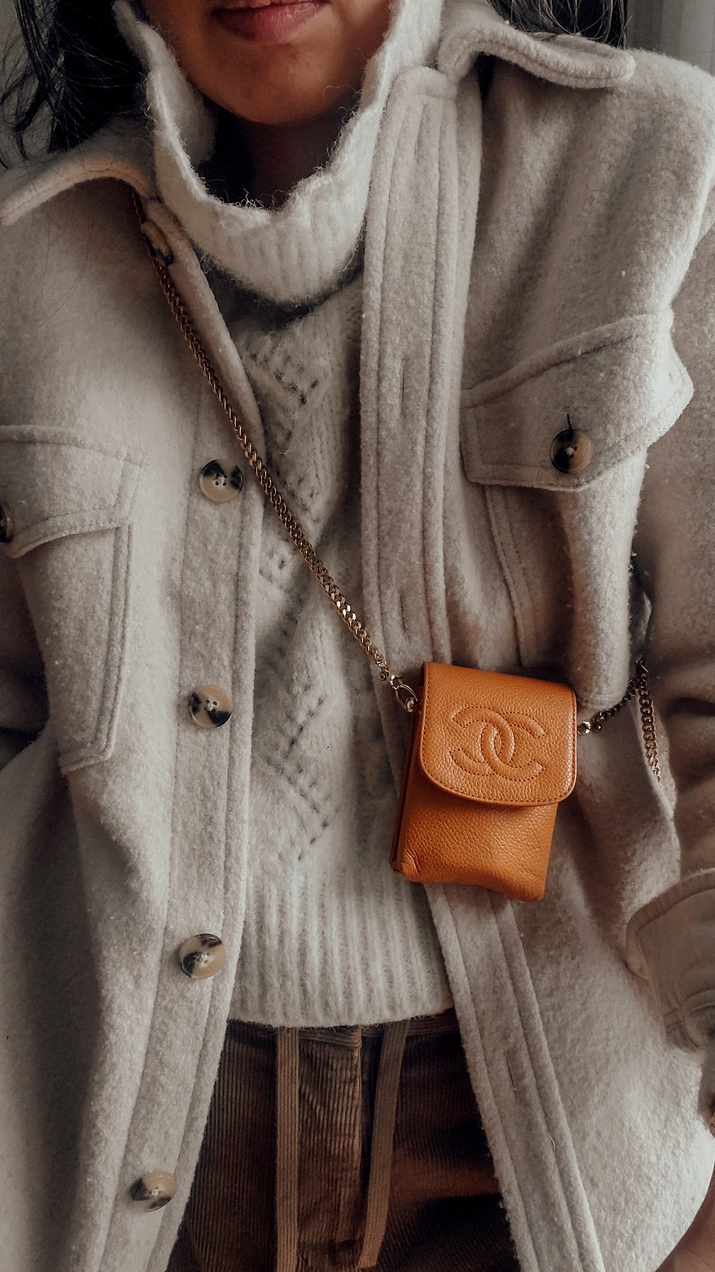 *Rare* Authentic Vintage Chanel Upcycle Yellow Caviar Pouch on Chain (2 chain options)